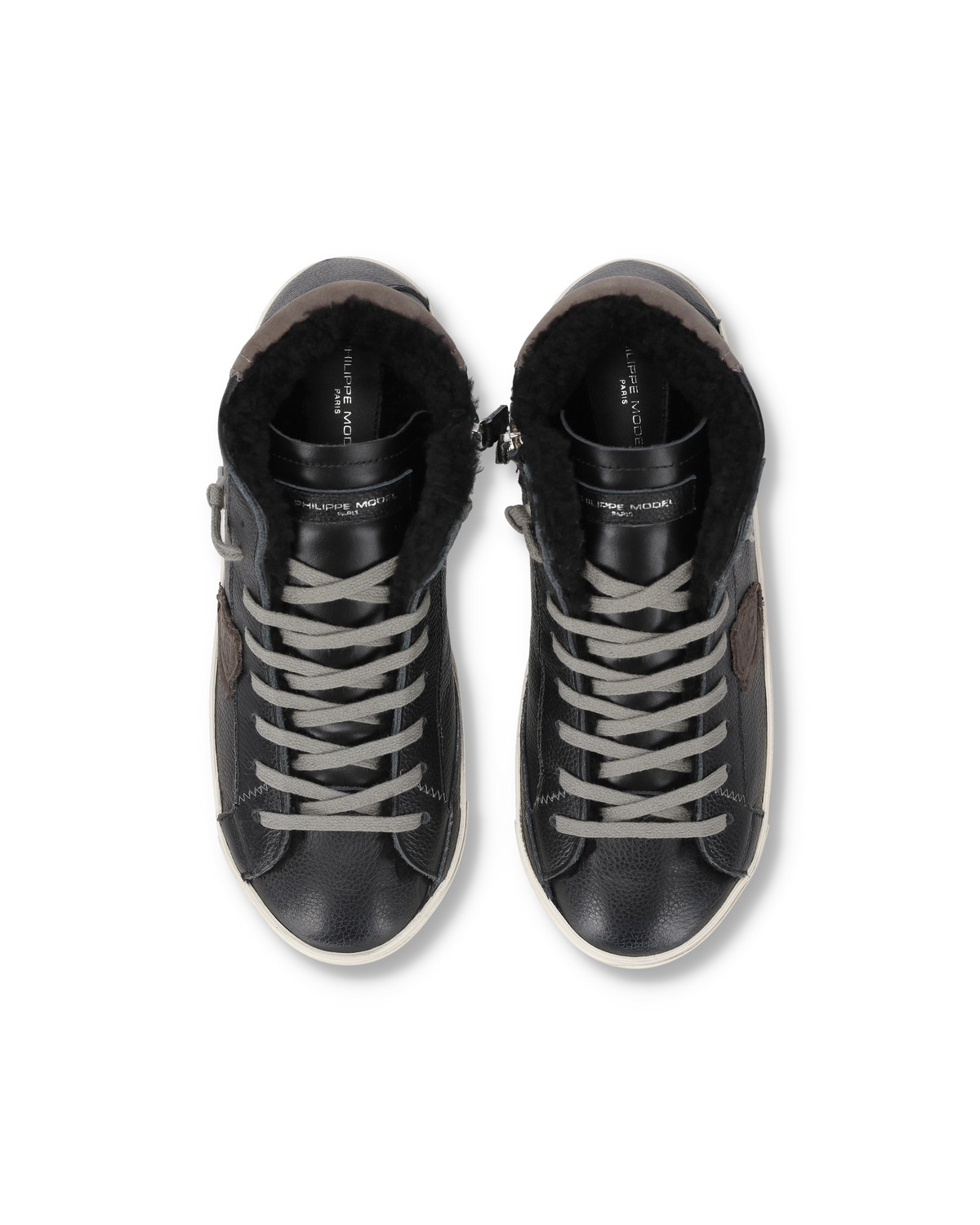 Sneakers Prsx High Uomo con Fodera in Shearling, Nero e Fango