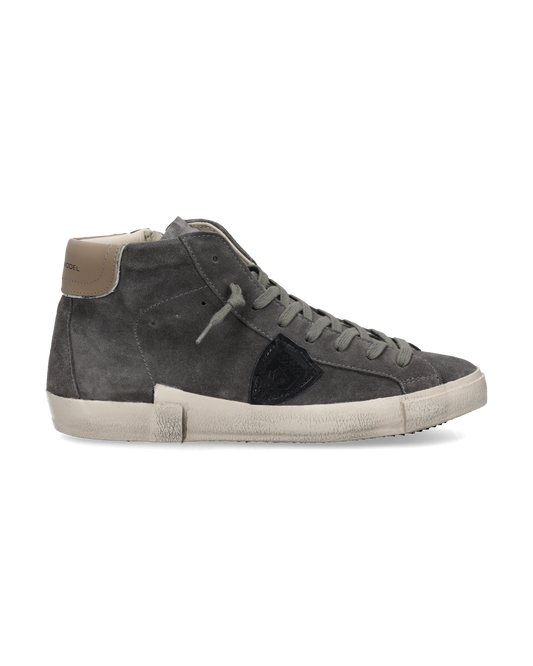 Baskets Prsx Haute Homme, Gris Taupe Boue