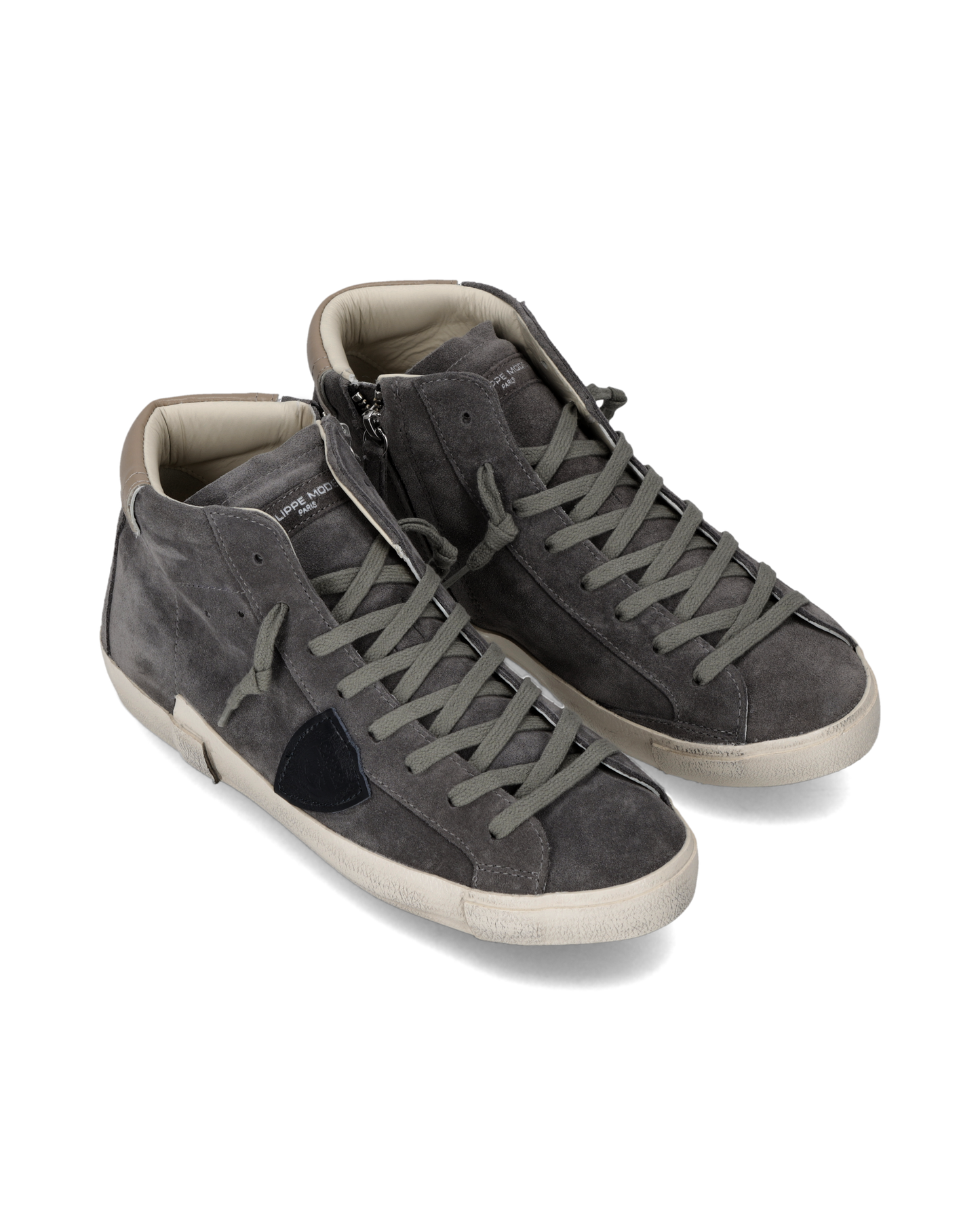 Baskets Prsx Haute Homme, Gris Taupe Boue