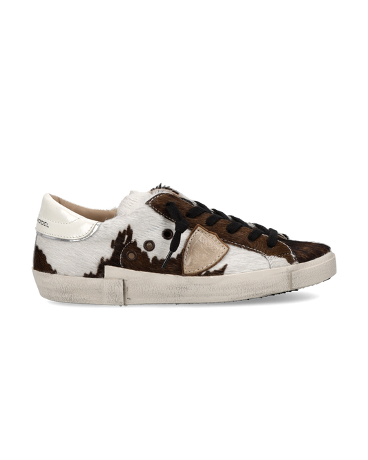 Zapatillas Prsx Para Mujer, Blanco Animal Print y Marrón