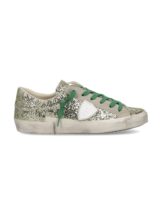 Sneakers Prsx Donna con tomaia in glitter, Oro