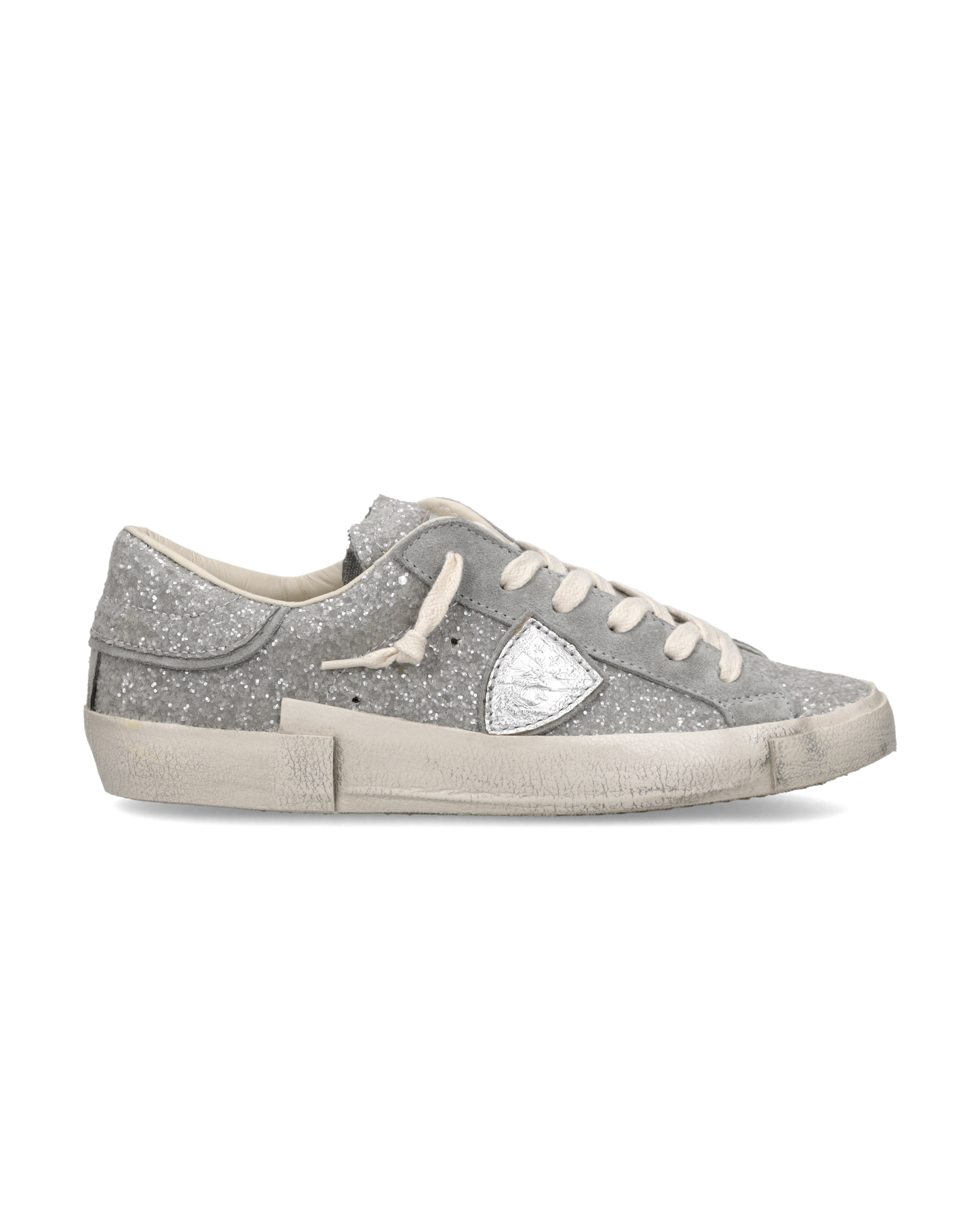 Sneakers Prsx Donna con tomaia in glitter, Argento