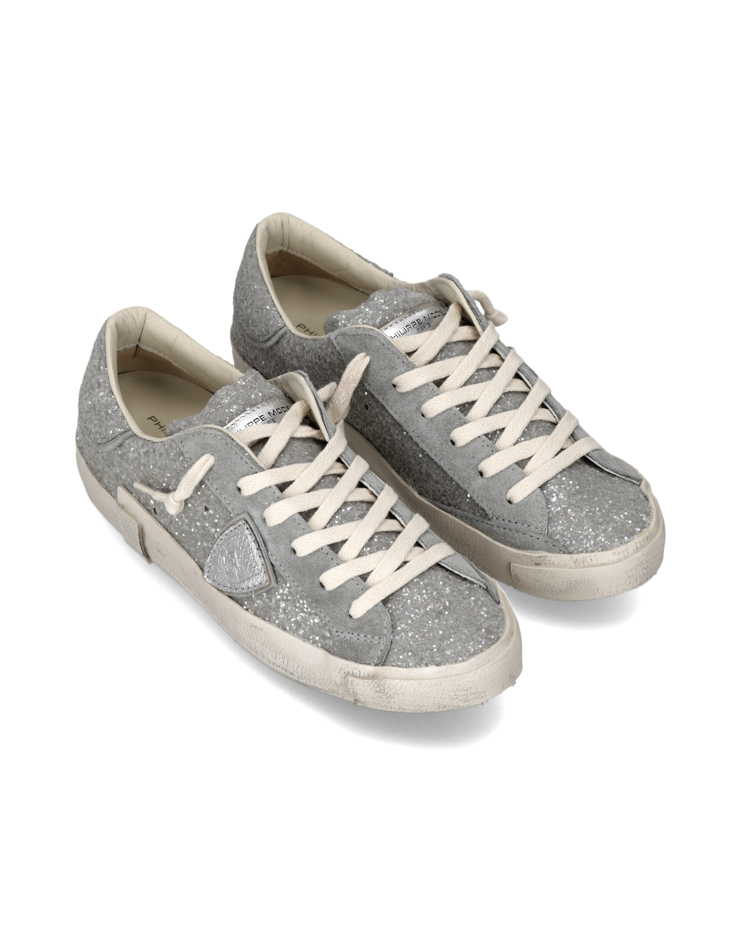 Sneakers Prsx Donna con tomaia in glitter, Argento