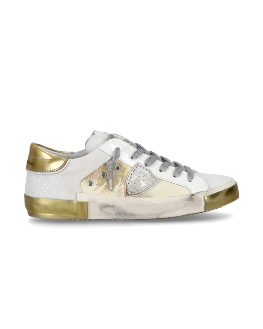 Sneaker casual Prsx da donna in pelle scamosciata - Argento e bianco