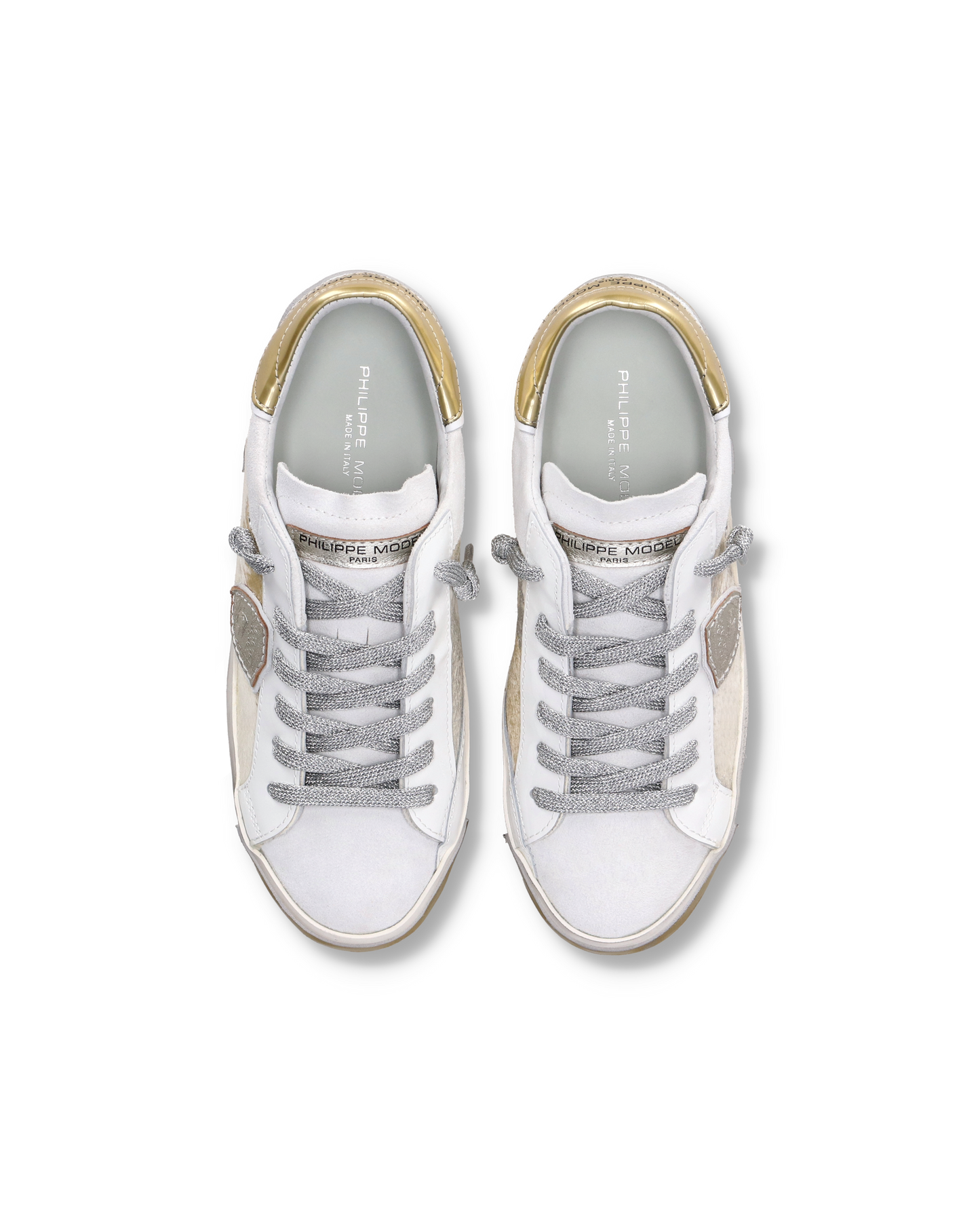 Sneaker casual Prsx da donna in pelle scamosciata - Argento e bianco