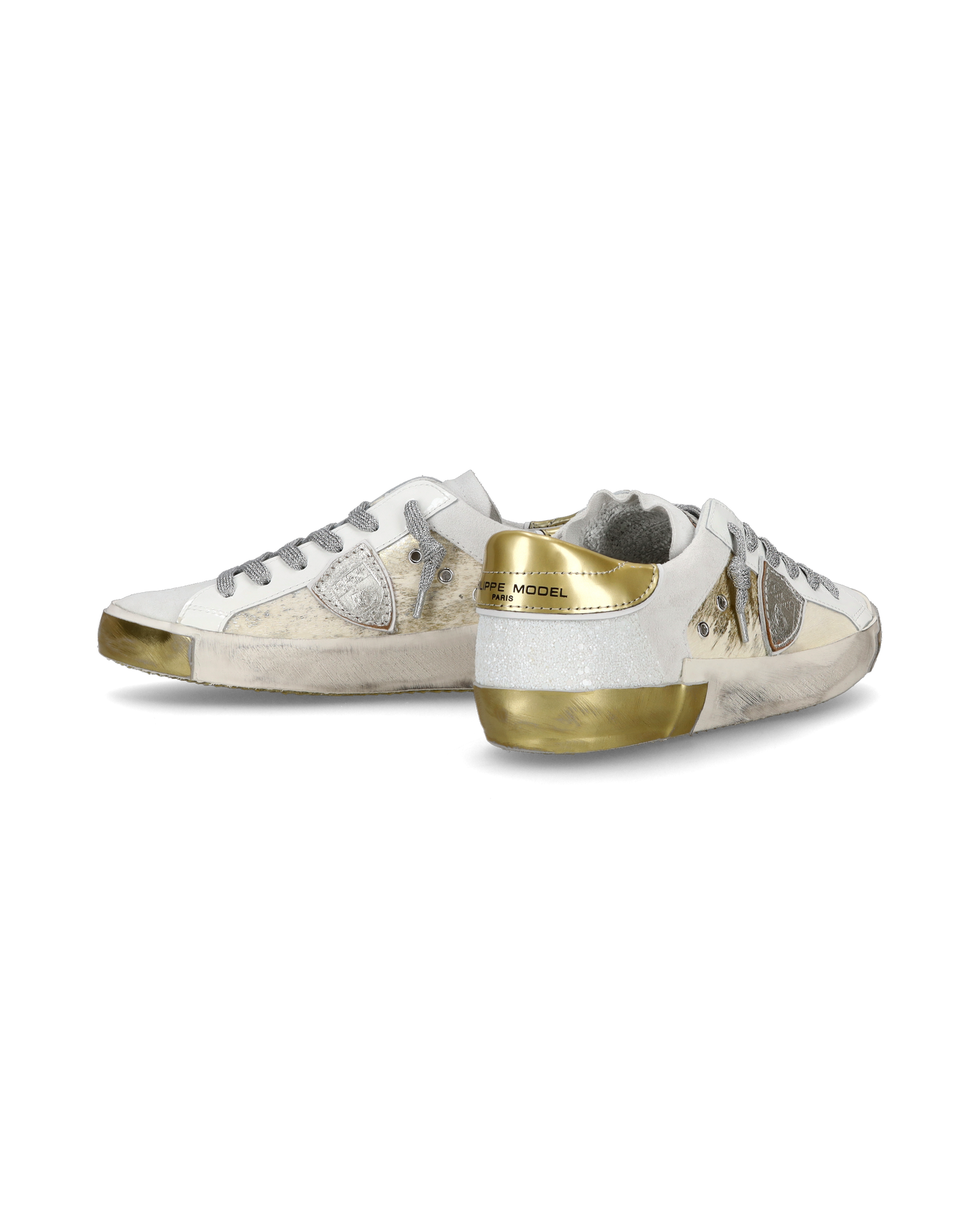 Sneaker casual Prsx da donna in pelle scamosciata - Argento e bianco