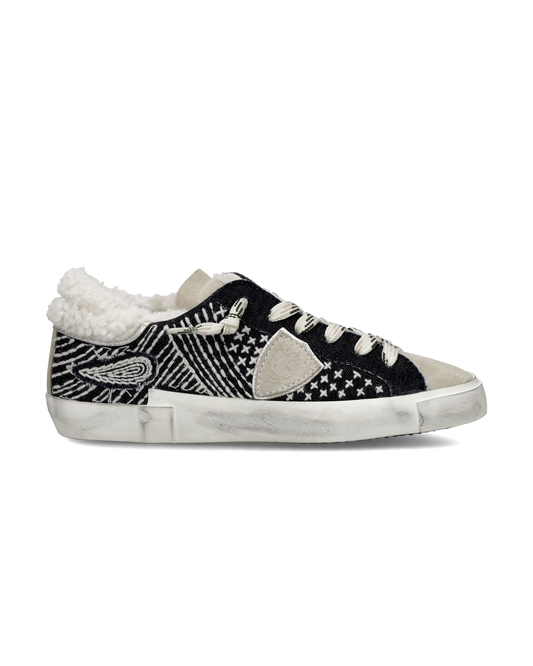 Sneakers Prsx Donna con fodera in Faux Fur, Blu Bianco