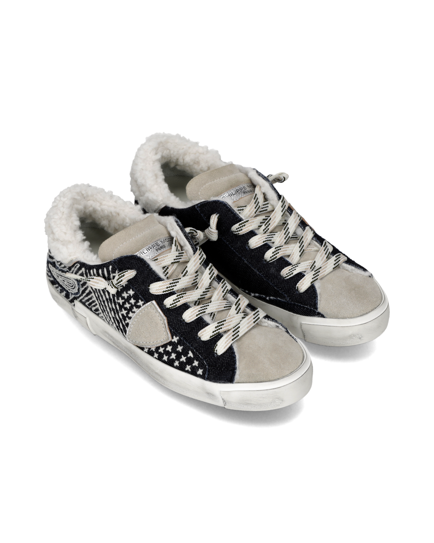 Herensneakers Prsx met Voering Voor Nepleer Voering, Blauw Wit
