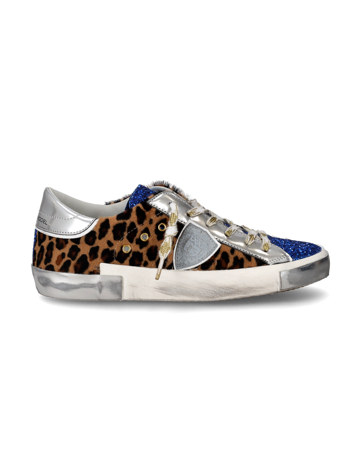 Sneaker basse Paris donna - glitter blu e argento