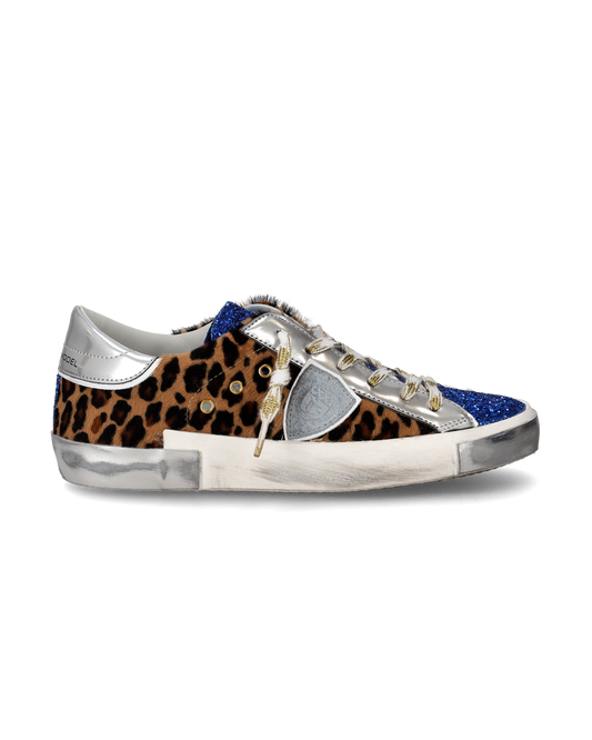 Sneaker basse Paris donna - glitter blu e argento