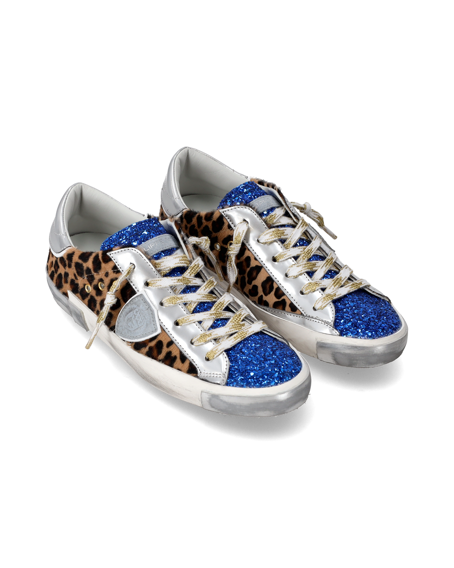 Sneaker basse Paris donna - glitter blu e argento