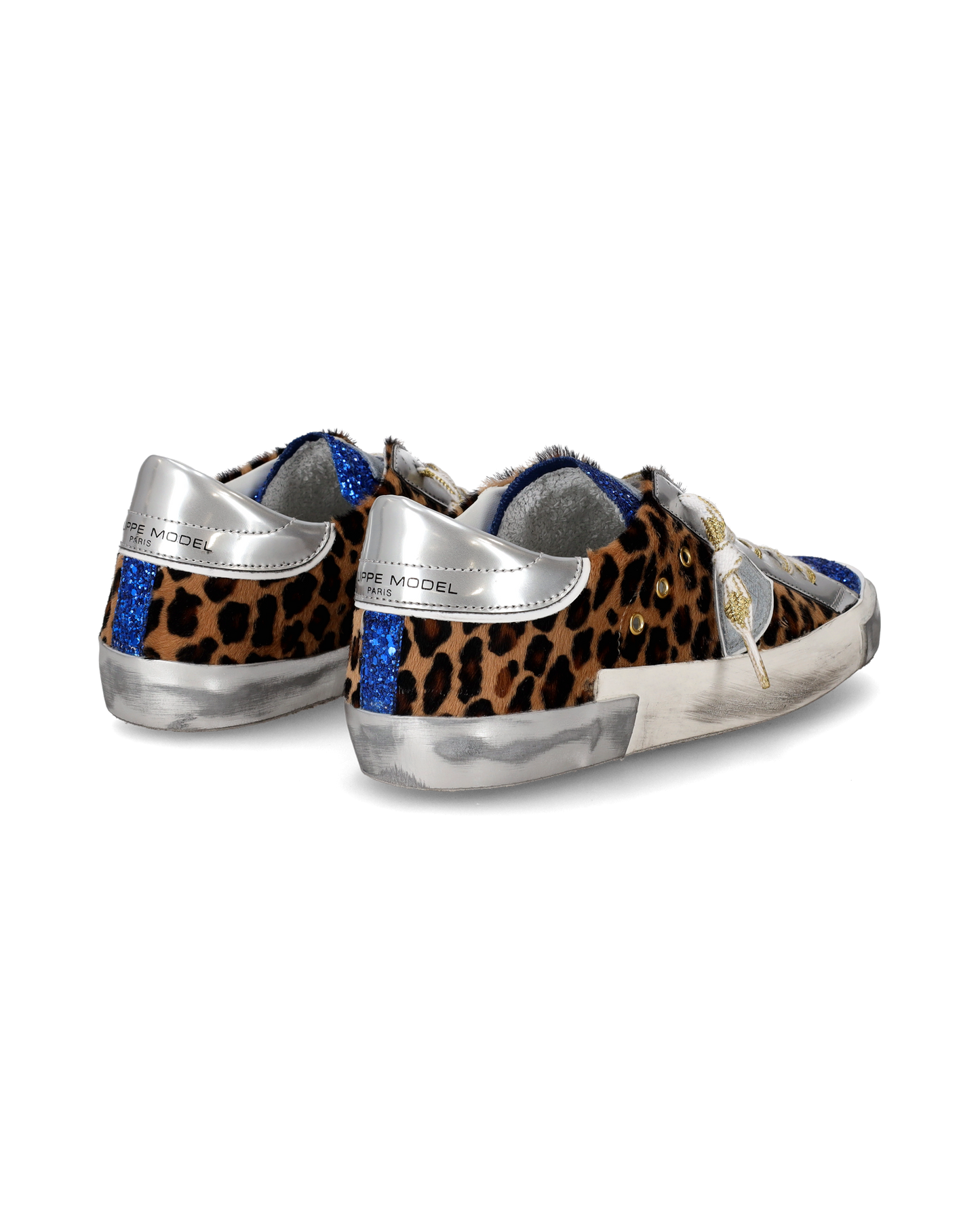 Sneaker basse Paris donna - glitter blu e argento