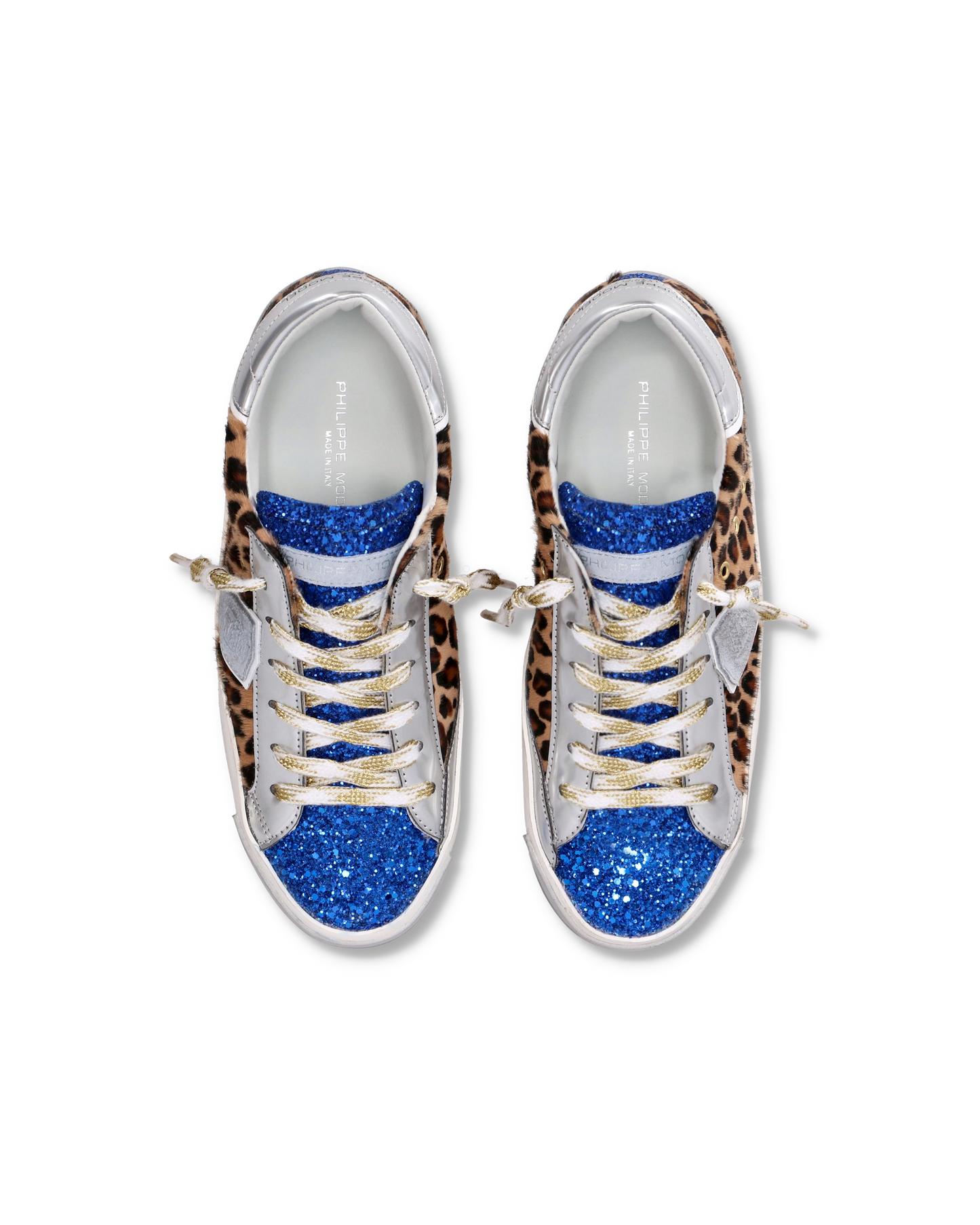 Sneaker basse Paris donna - glitter blu e argento