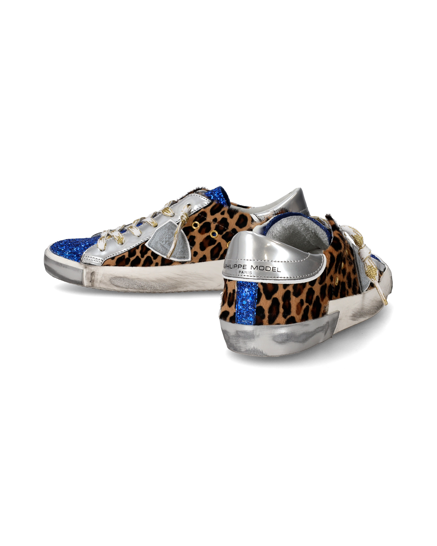 Sneaker basse Paris donna - glitter blu e argento