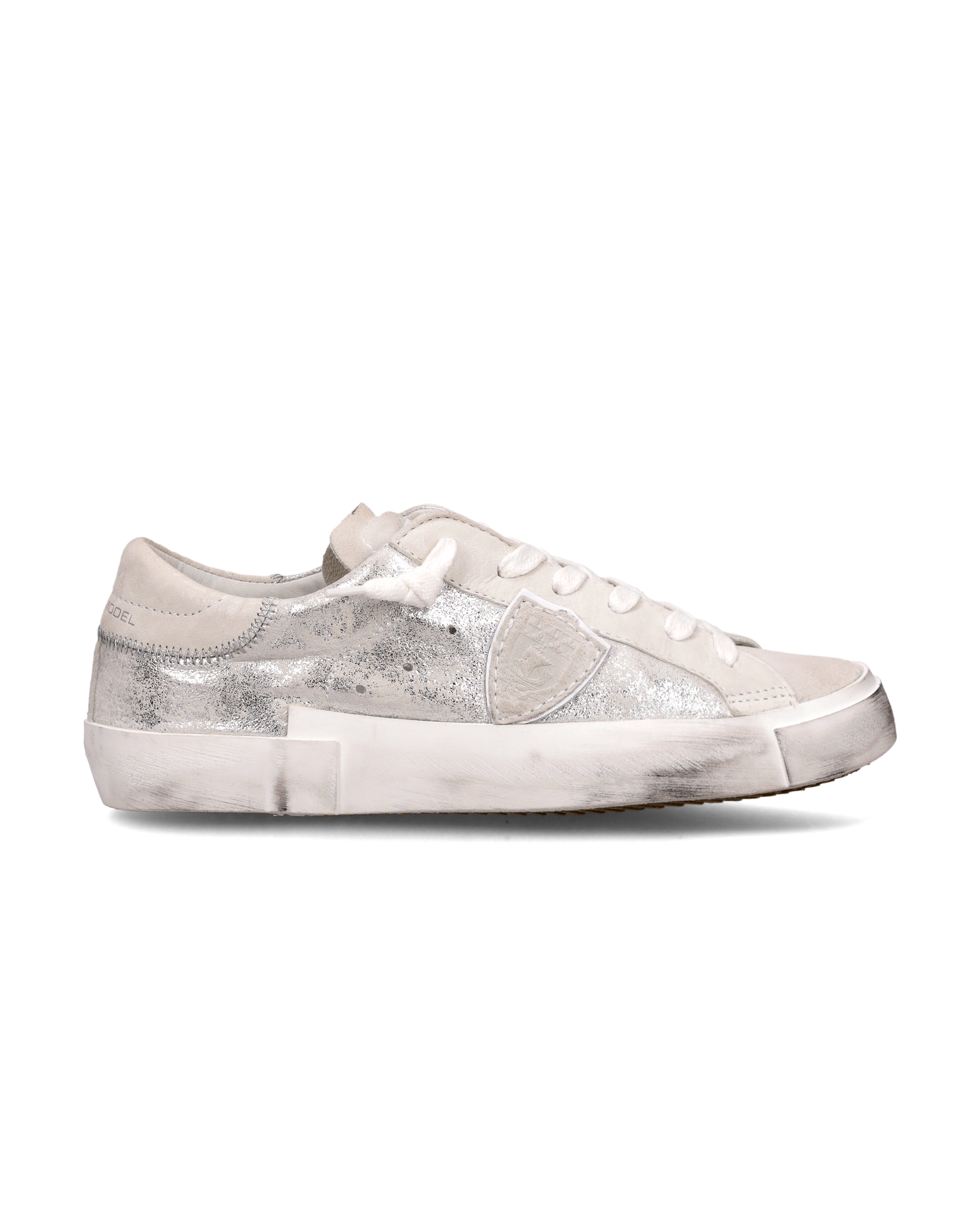 Sneakers Prsx donna con tomaia metallizzata, Argento