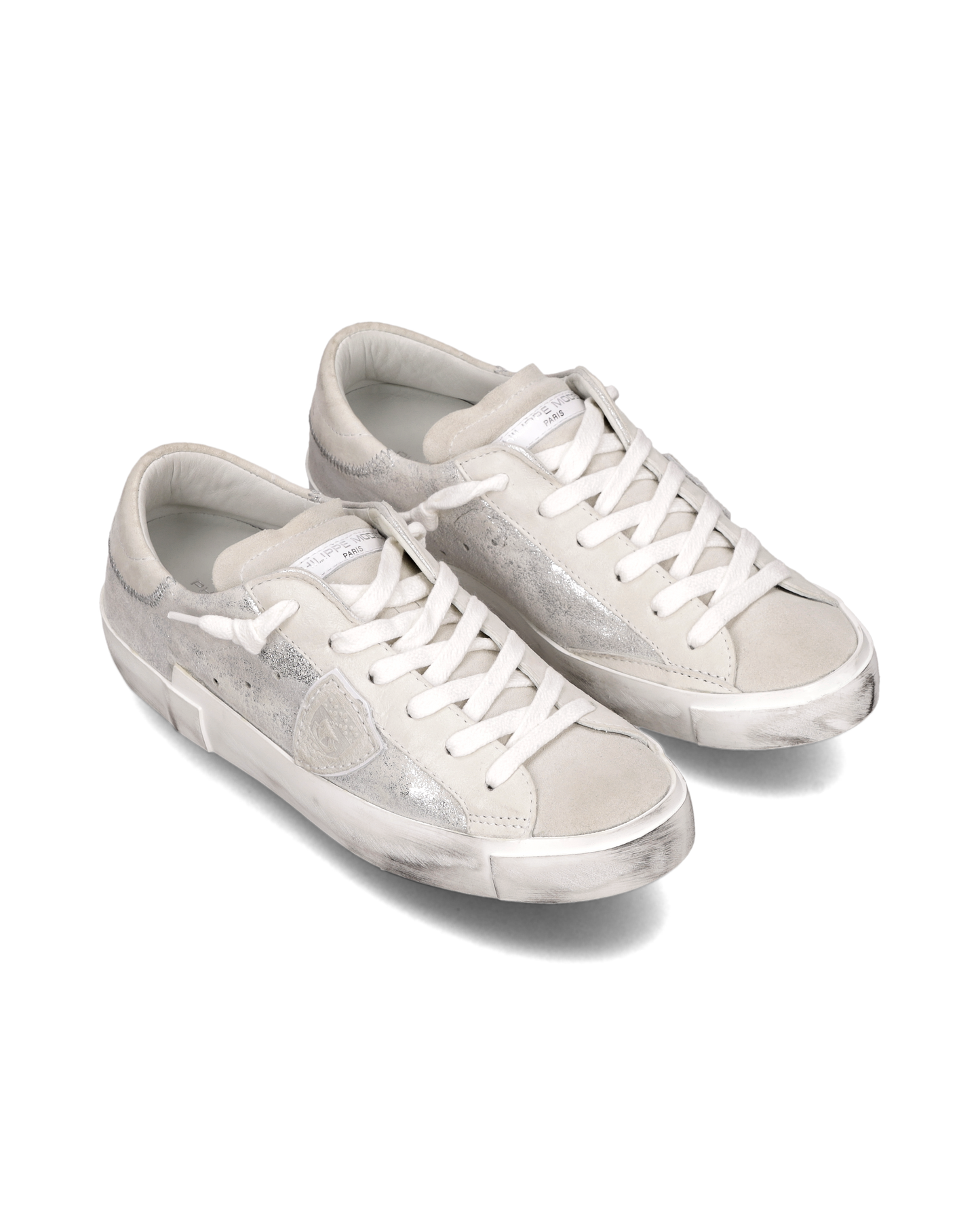 Sneakers Prsx donna con tomaia metallizzata, Argento
