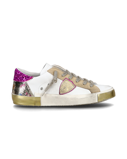 Sneaker casual Prsx da donna in pelle - Bianco e fucsia