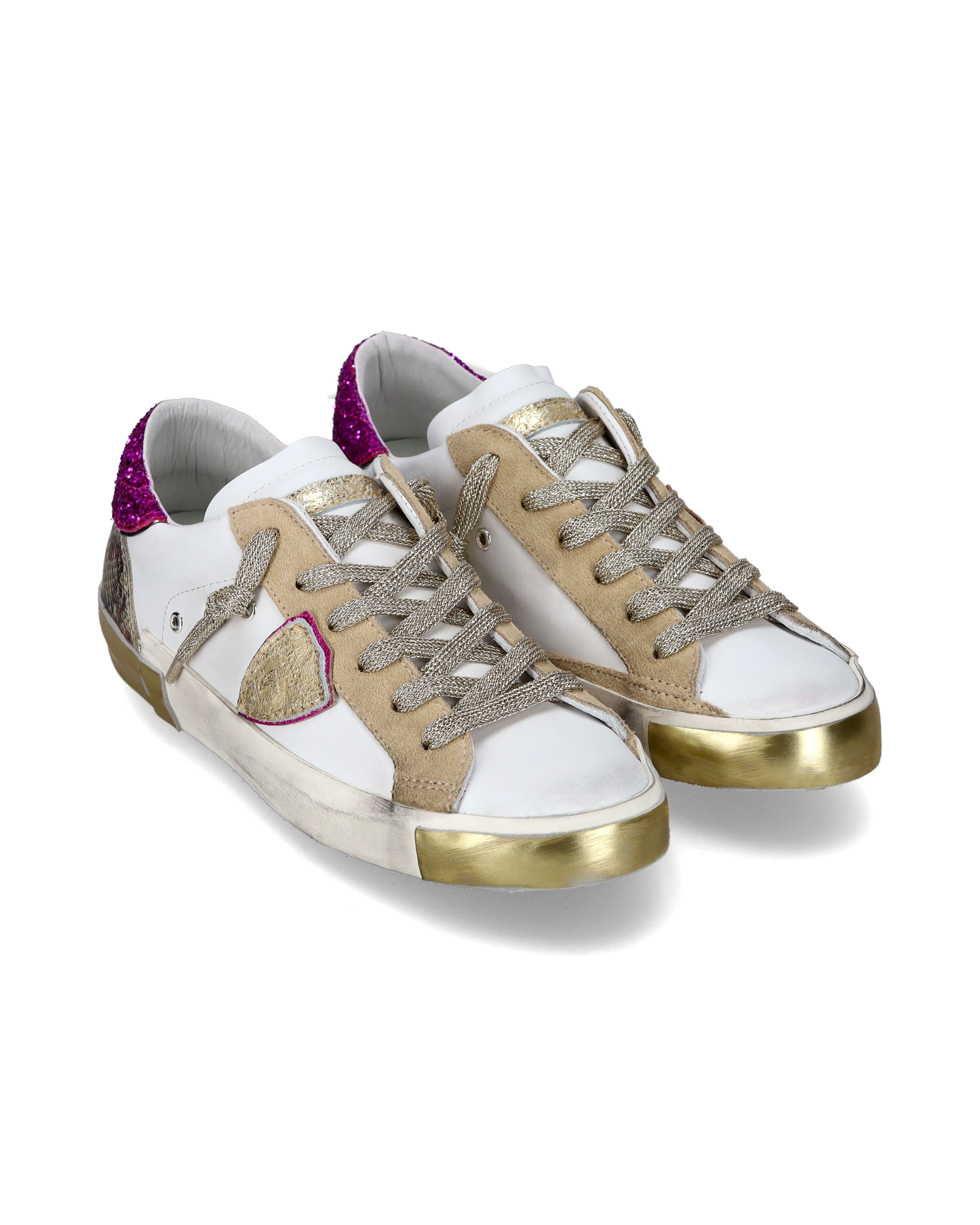 Sneaker casual Prsx da donna in pelle - Bianco e fucsia