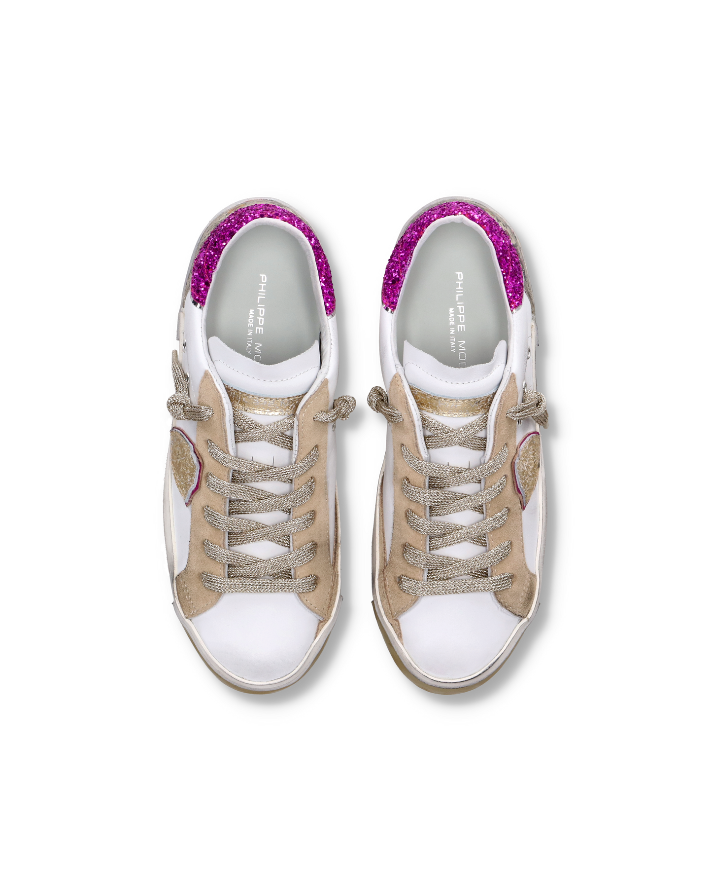 Sneaker casual Prsx da donna in pelle - Bianco e fucsia