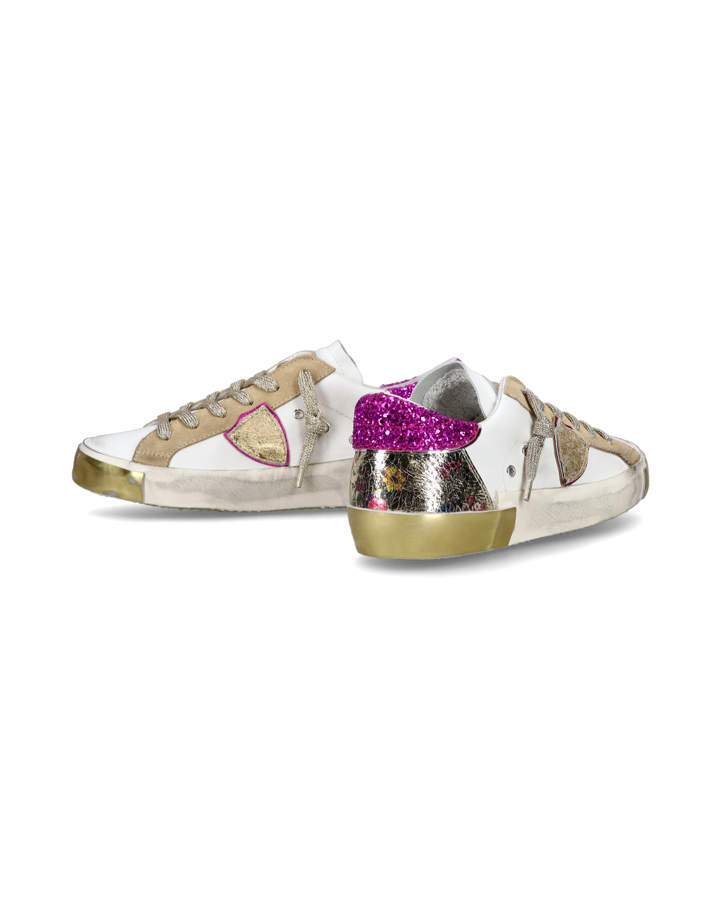 Sneaker casual Prsx da donna in pelle - Bianco e fucsia