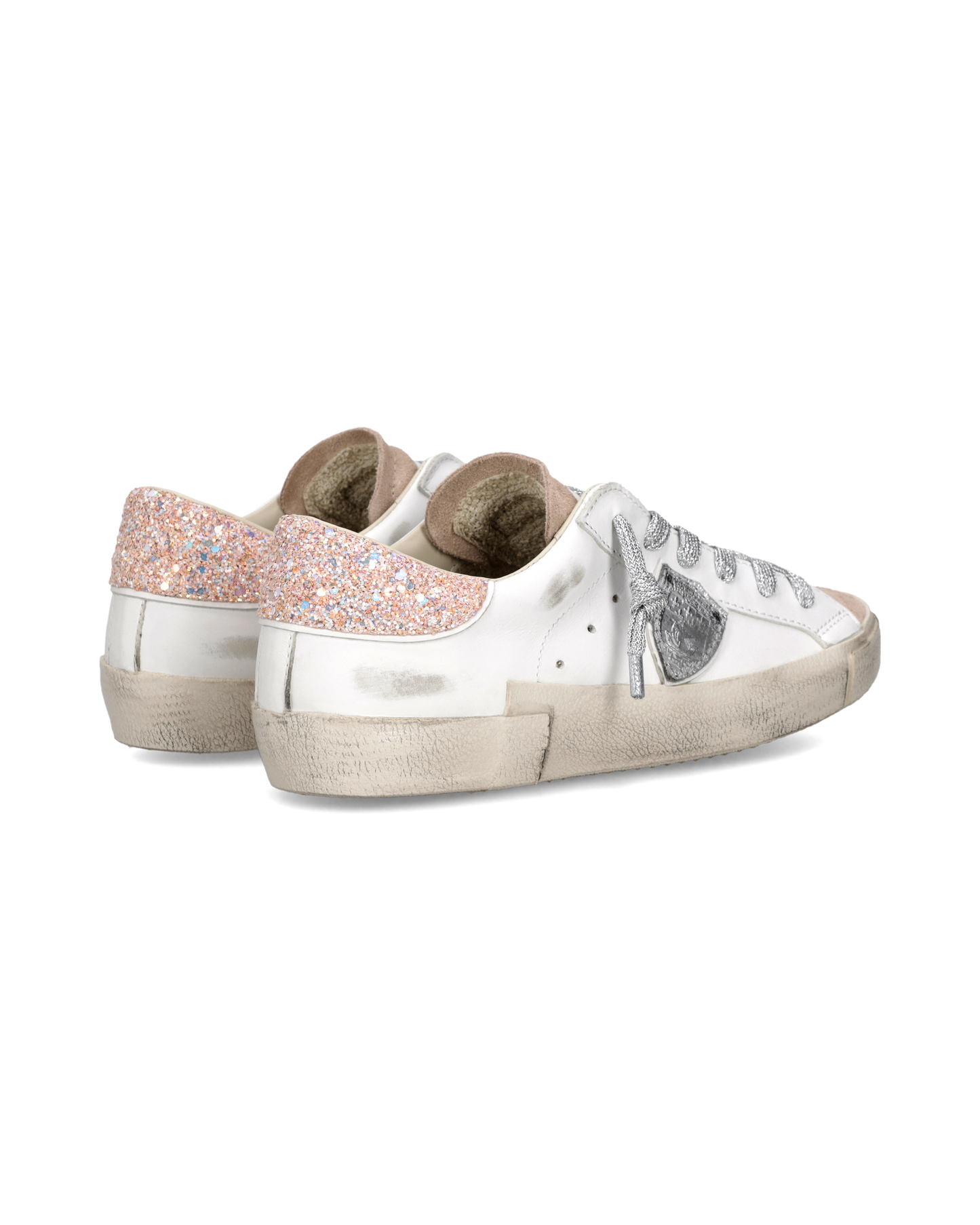 Sneakers Prsx Donna con spoiler glitterato, Bianco Rosa Argento