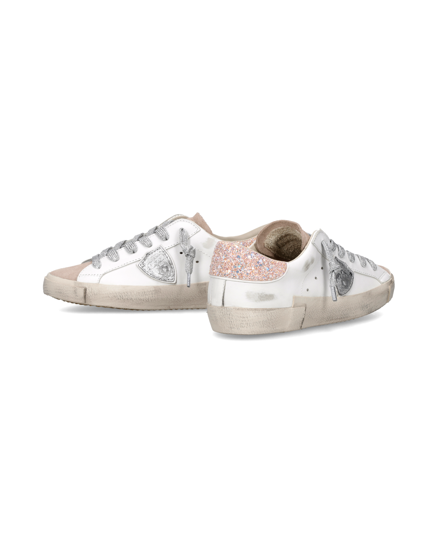 Sneakers Prsx Donna con spoiler glitterato, Bianco Rosa Argento