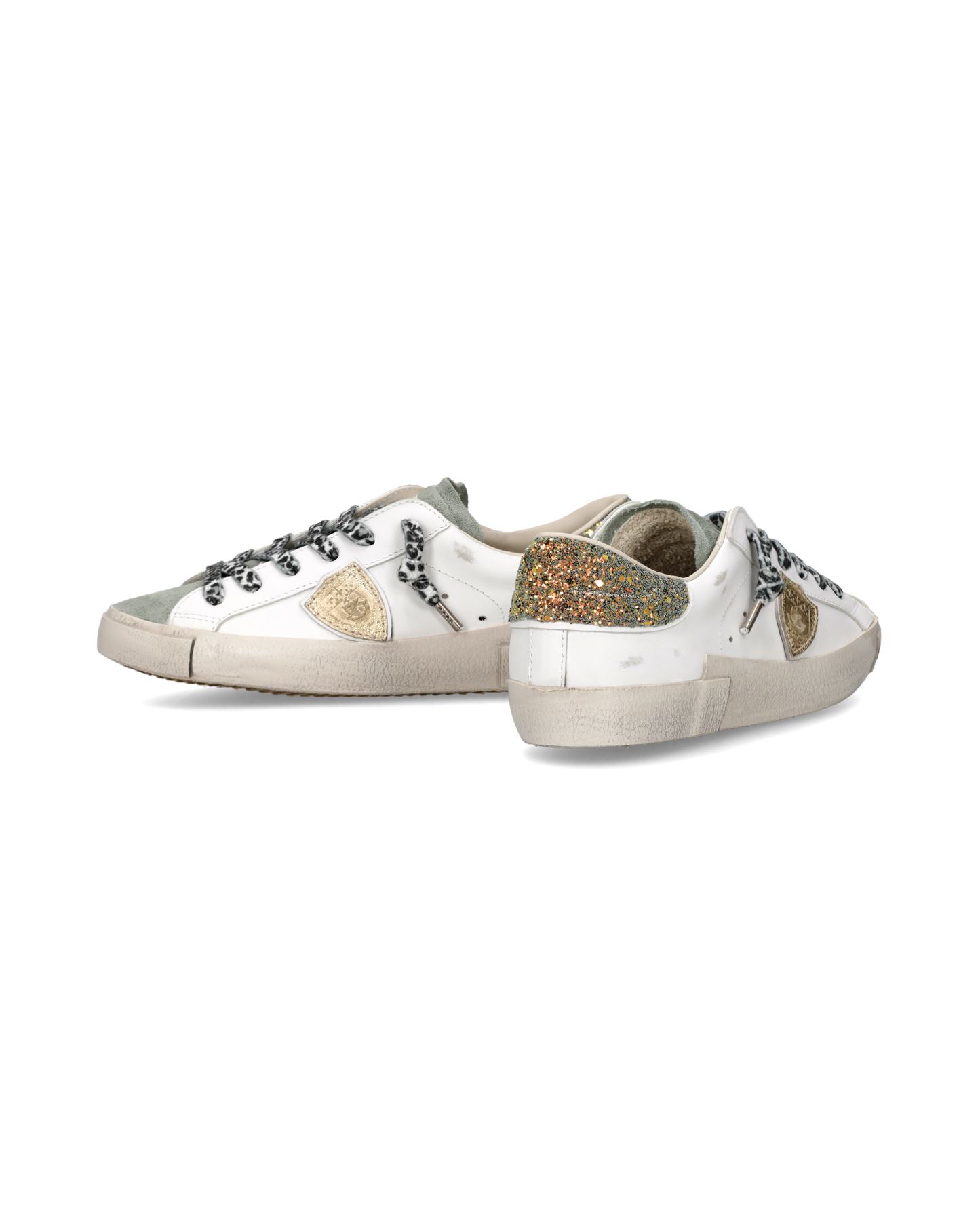 Sneakers Prsx Donna con spoiler glitterato, Bianco Azzurro Oro