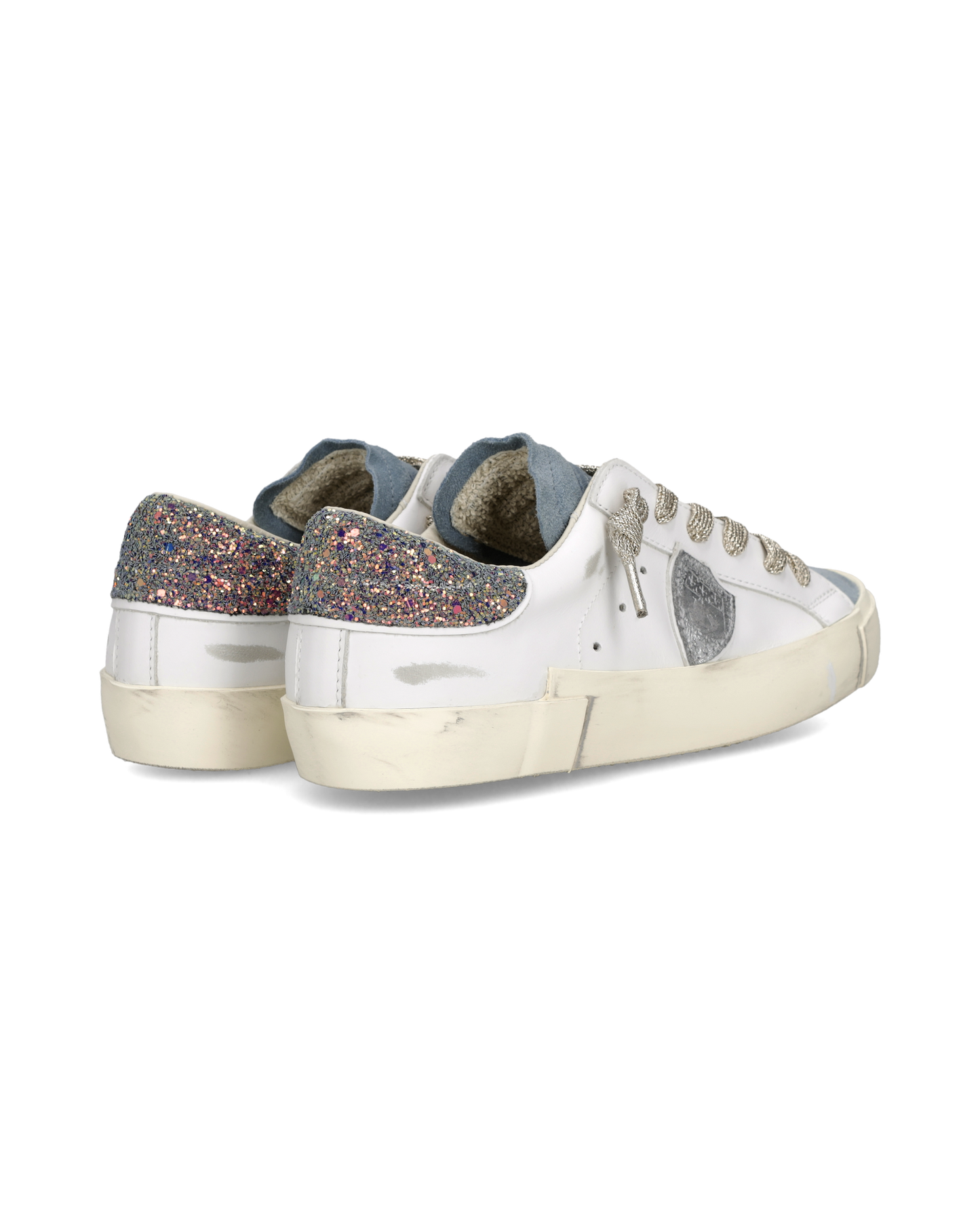 Sneakers Prsx Donna con spoiler glitterato, Bianco Blu 