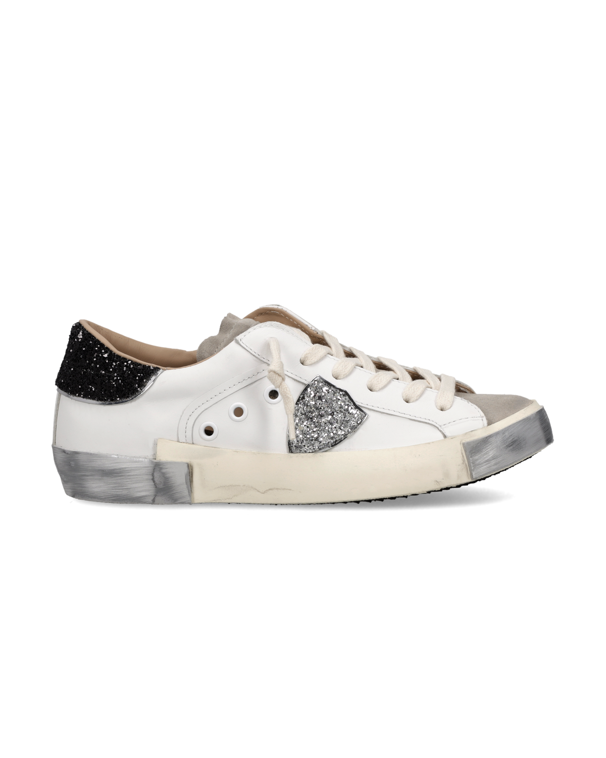 Sneakers Prsx Donna, Bianco Nero Argento