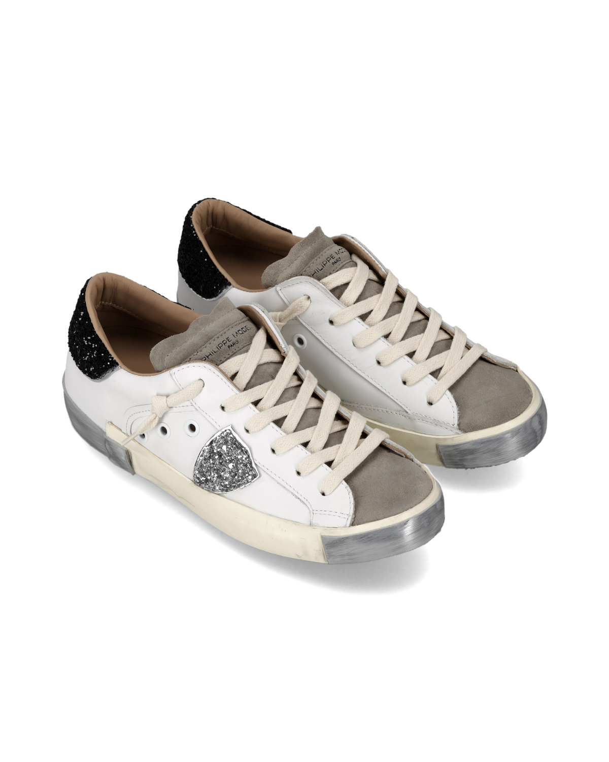 Sneakers Prsx Donna, Bianco Nero Argento