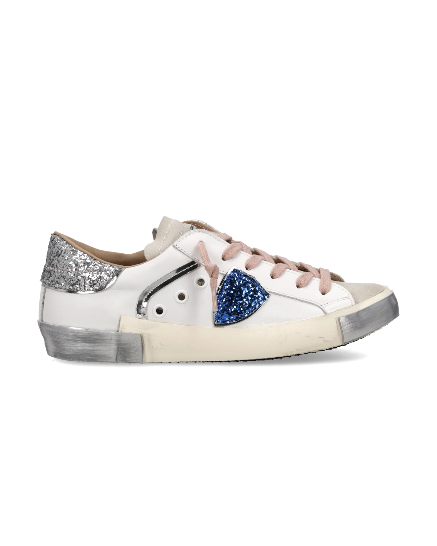 Zapatillas Prsx Para Mujer, Blanco Plateado y Azul