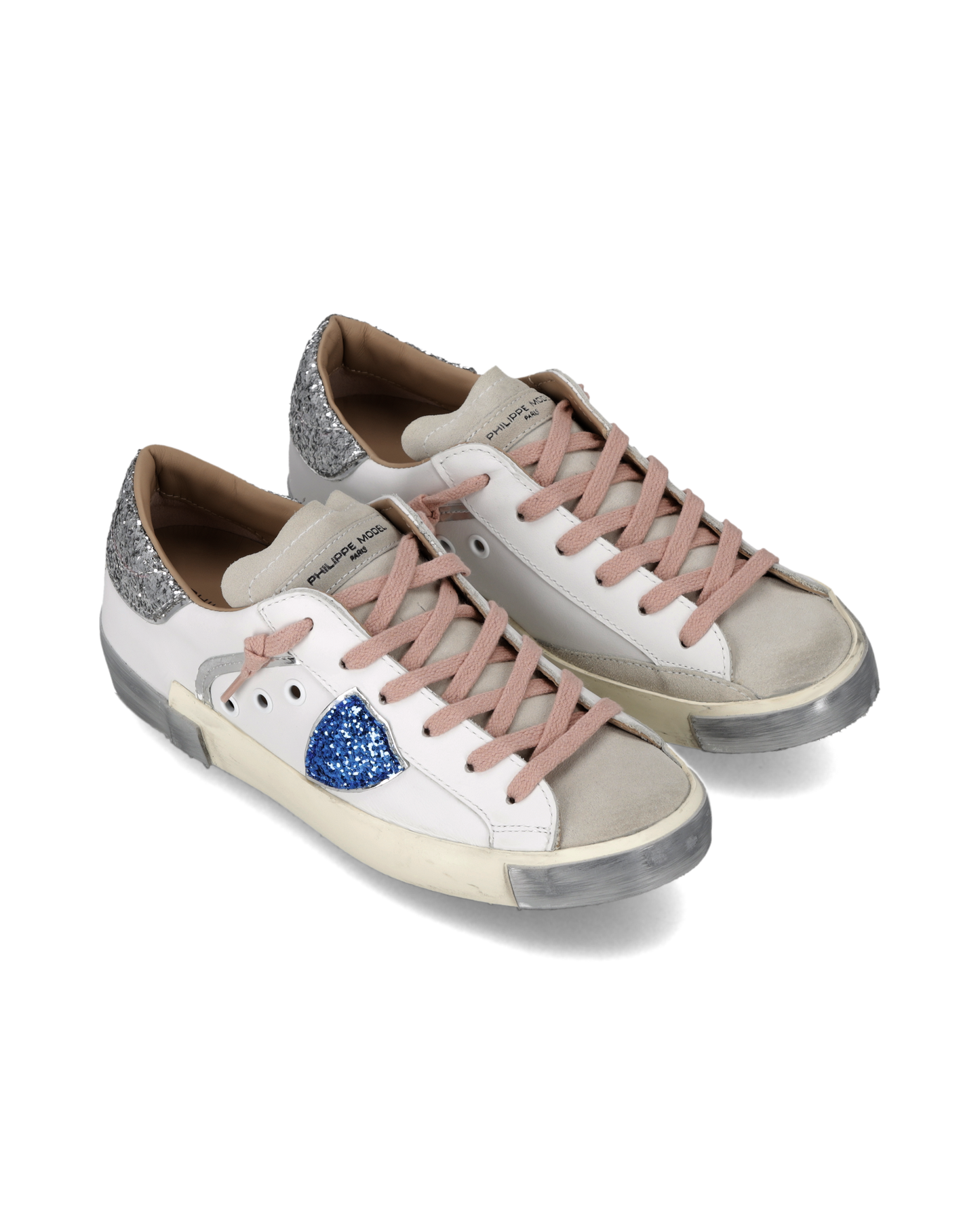Zapatillas Prsx Para Mujer, Blanco Plateado y Azul