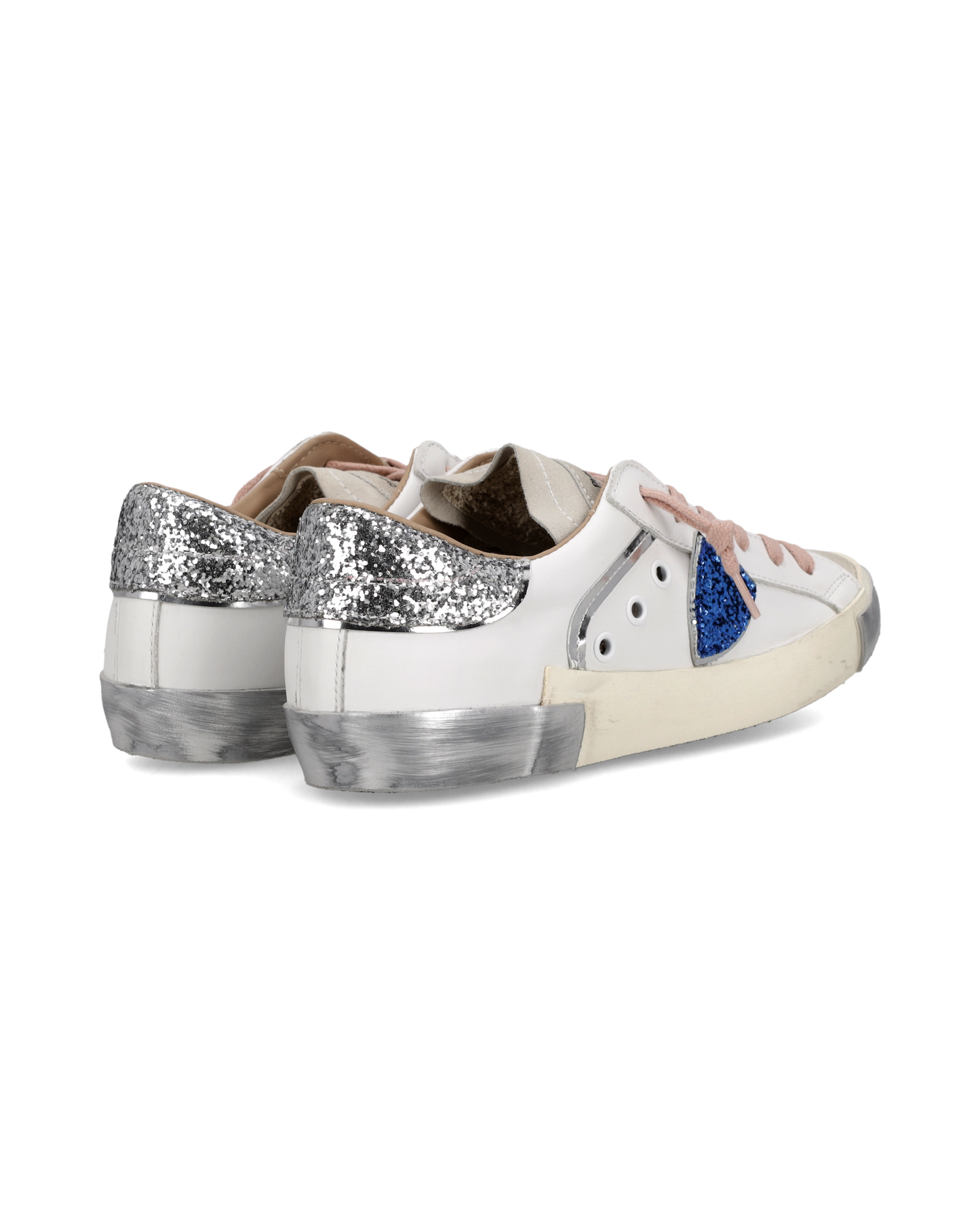Zapatillas Prsx Para Mujer, Blanco Plateado y Azul