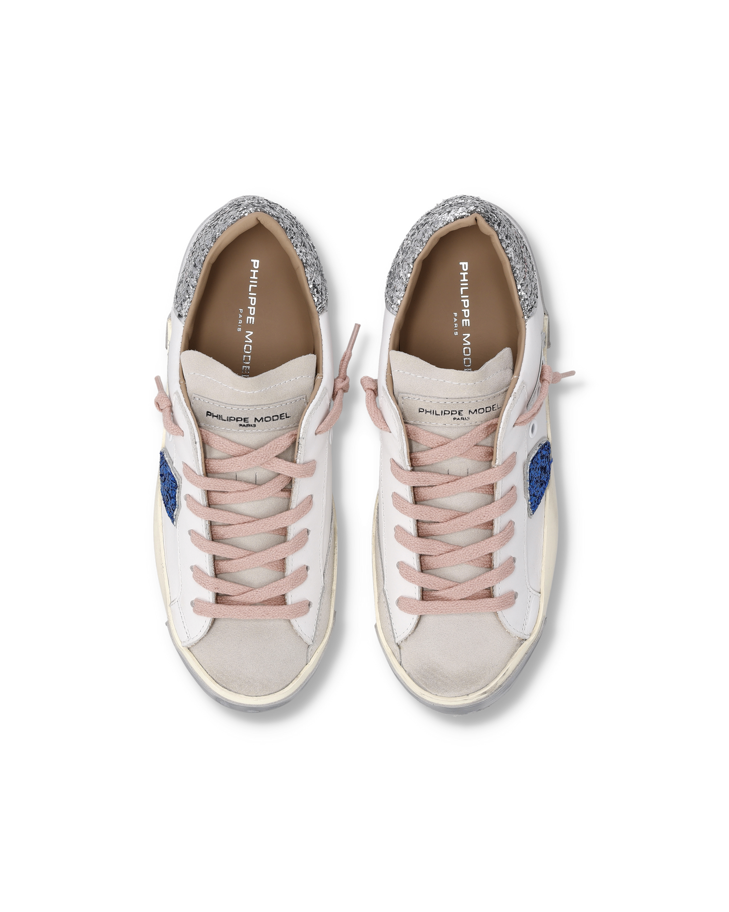 Zapatillas Prsx Para Mujer, Blanco Plateado y Azul