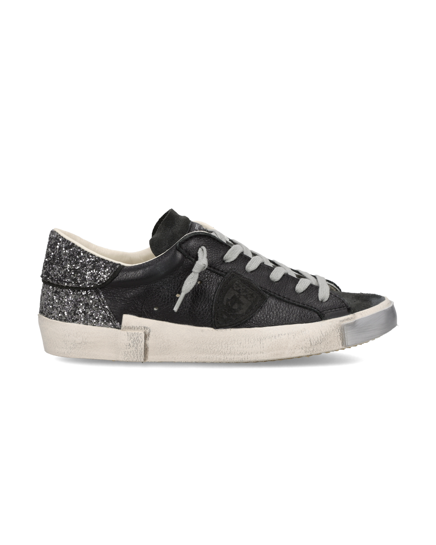 Sneakers Prsx Women with Glitter heel tab, Black Grey