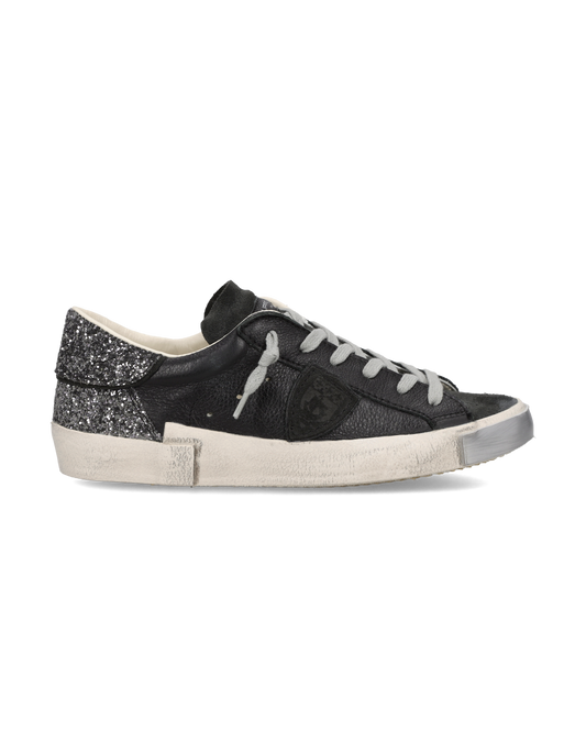 Sneakers Prsx Women with Glitter heel tab, Black Grey
