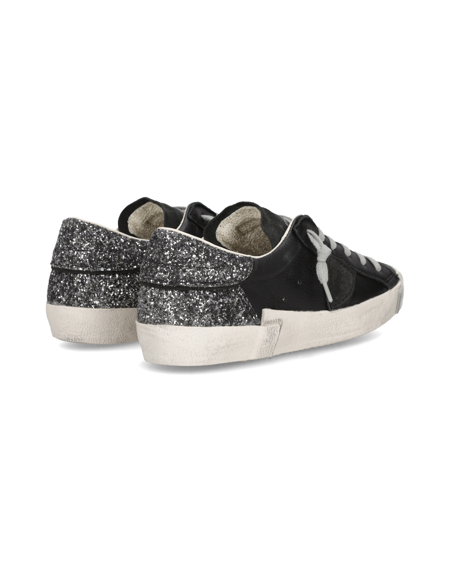 Sneakers Prsx Women with Glitter heel tab, Black Grey