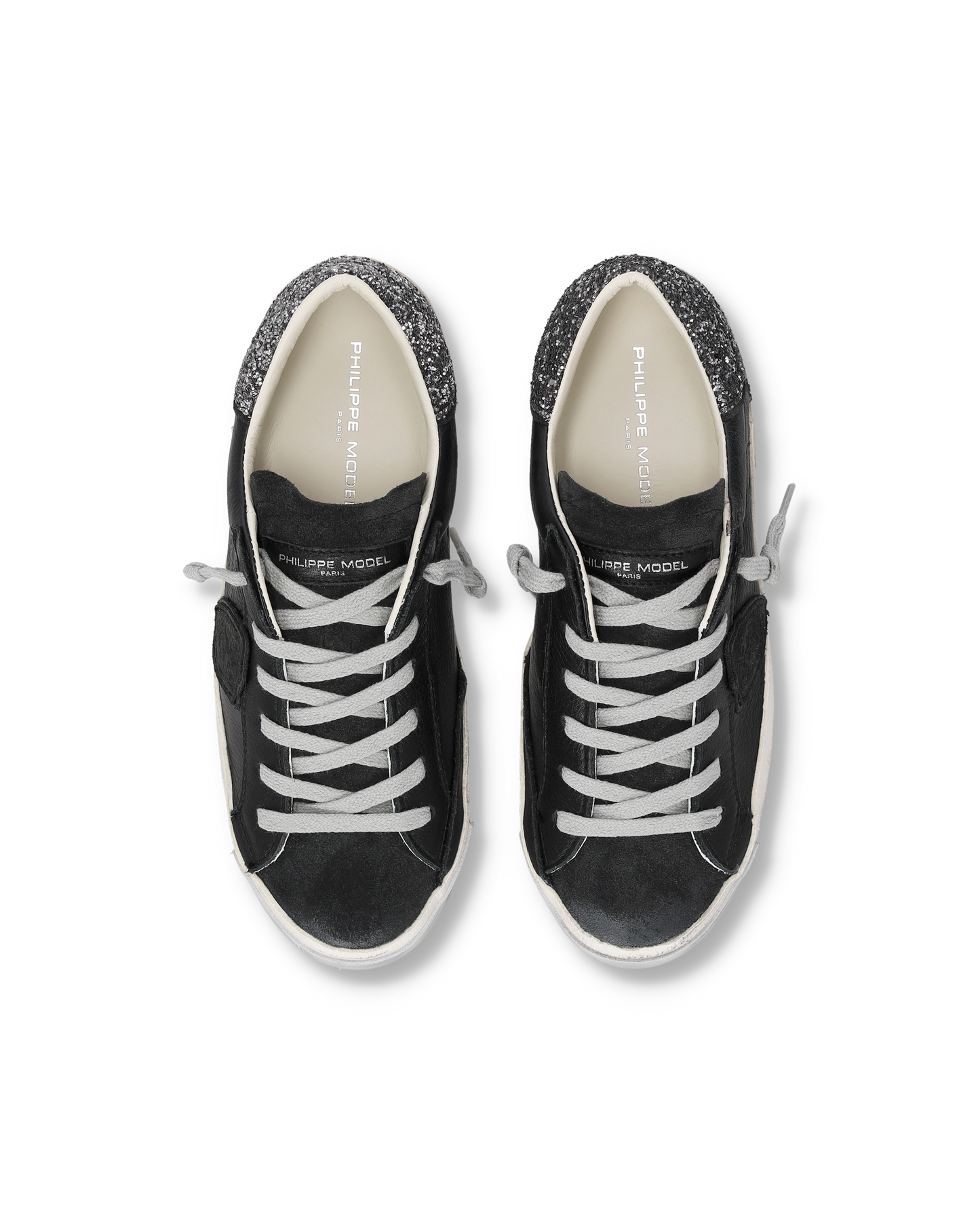 Sneakers Prsx Women with Glitter heel tab, Black Grey