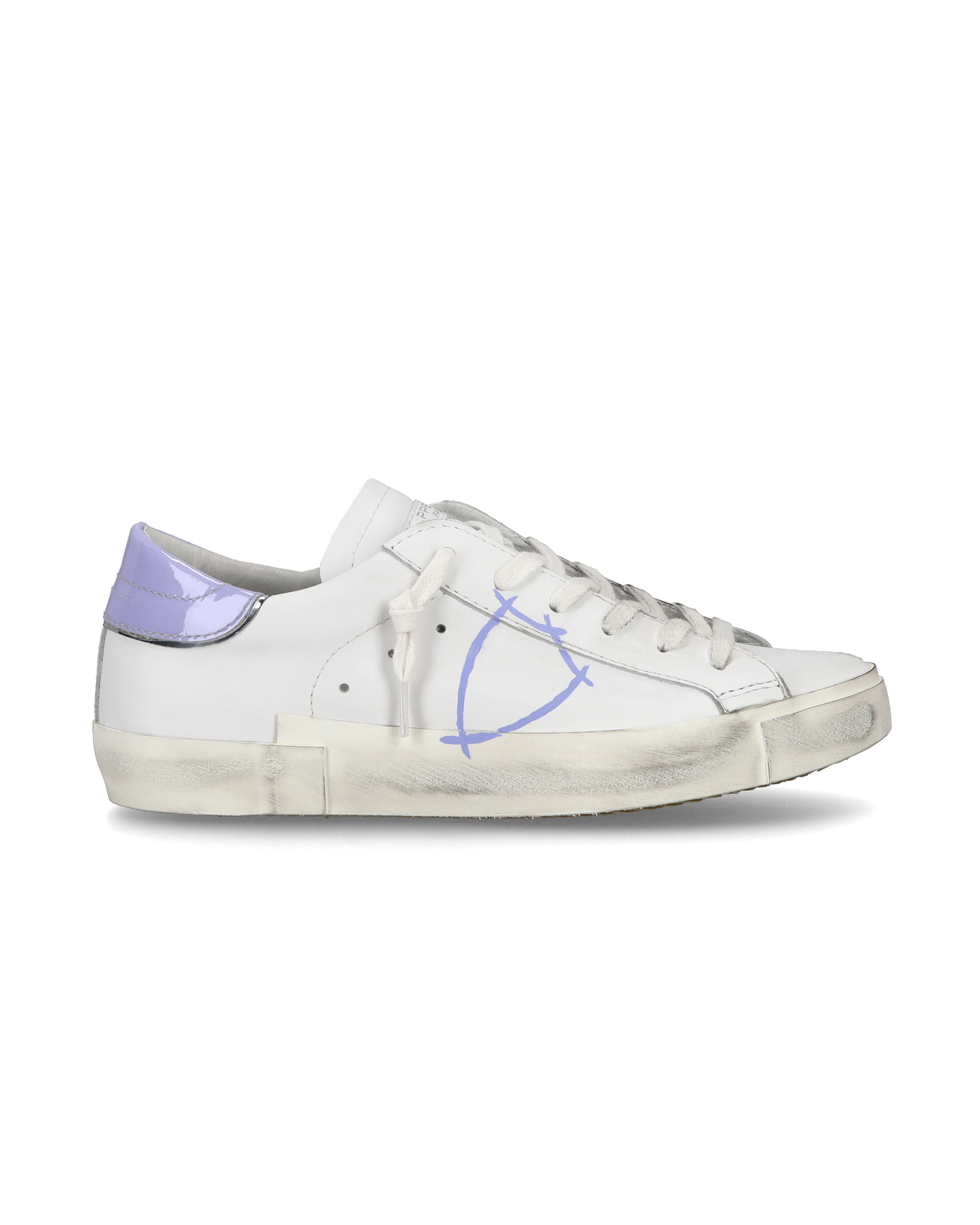 Baskets casual Prsx femme en cuir, blanc et violet