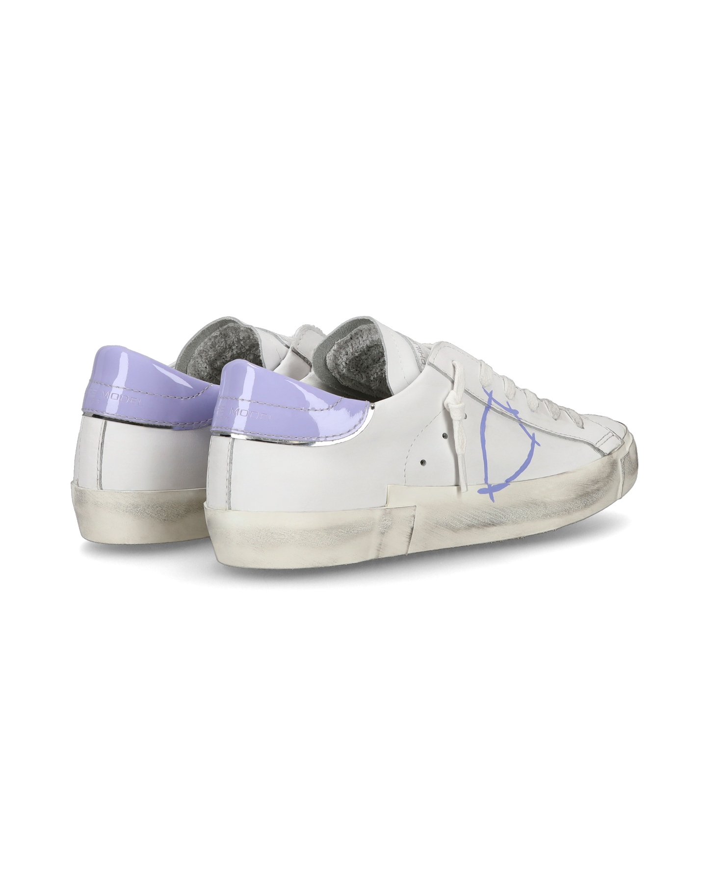 Baskets casual Prsx femme en cuir, blanc et violet