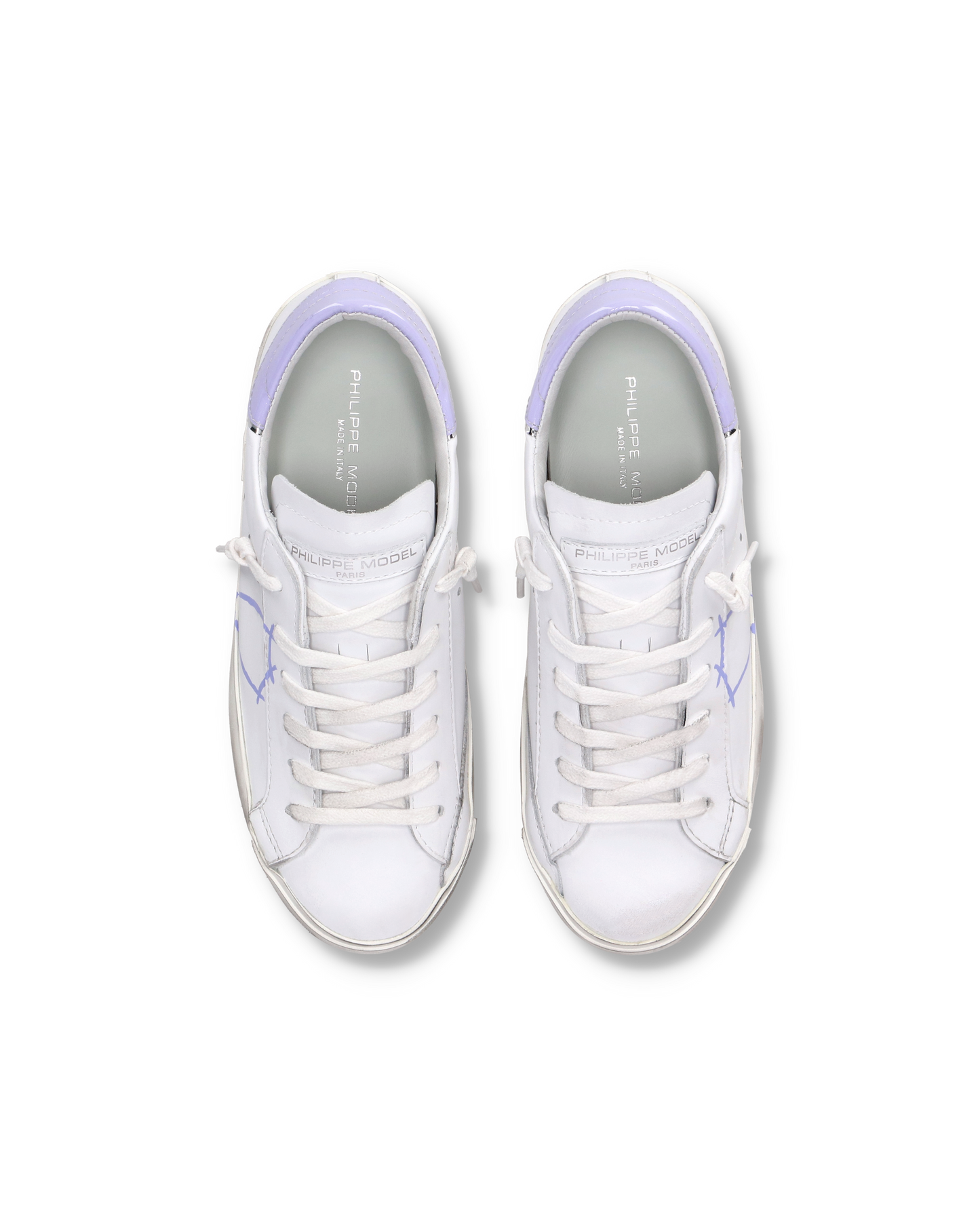 Baskets casual Prsx femme en cuir, blanc et violet