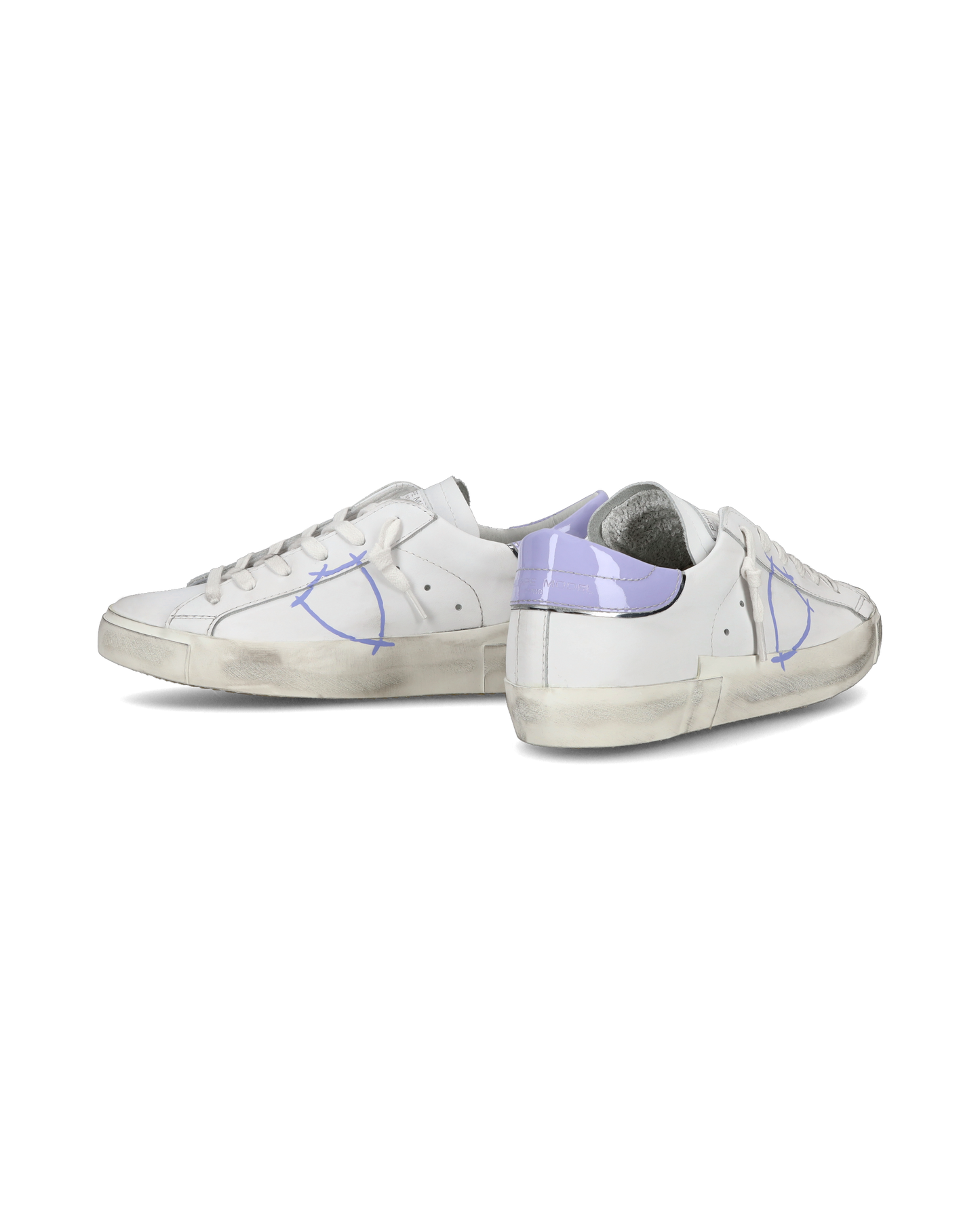 Baskets casual Prsx femme en cuir, blanc et violet