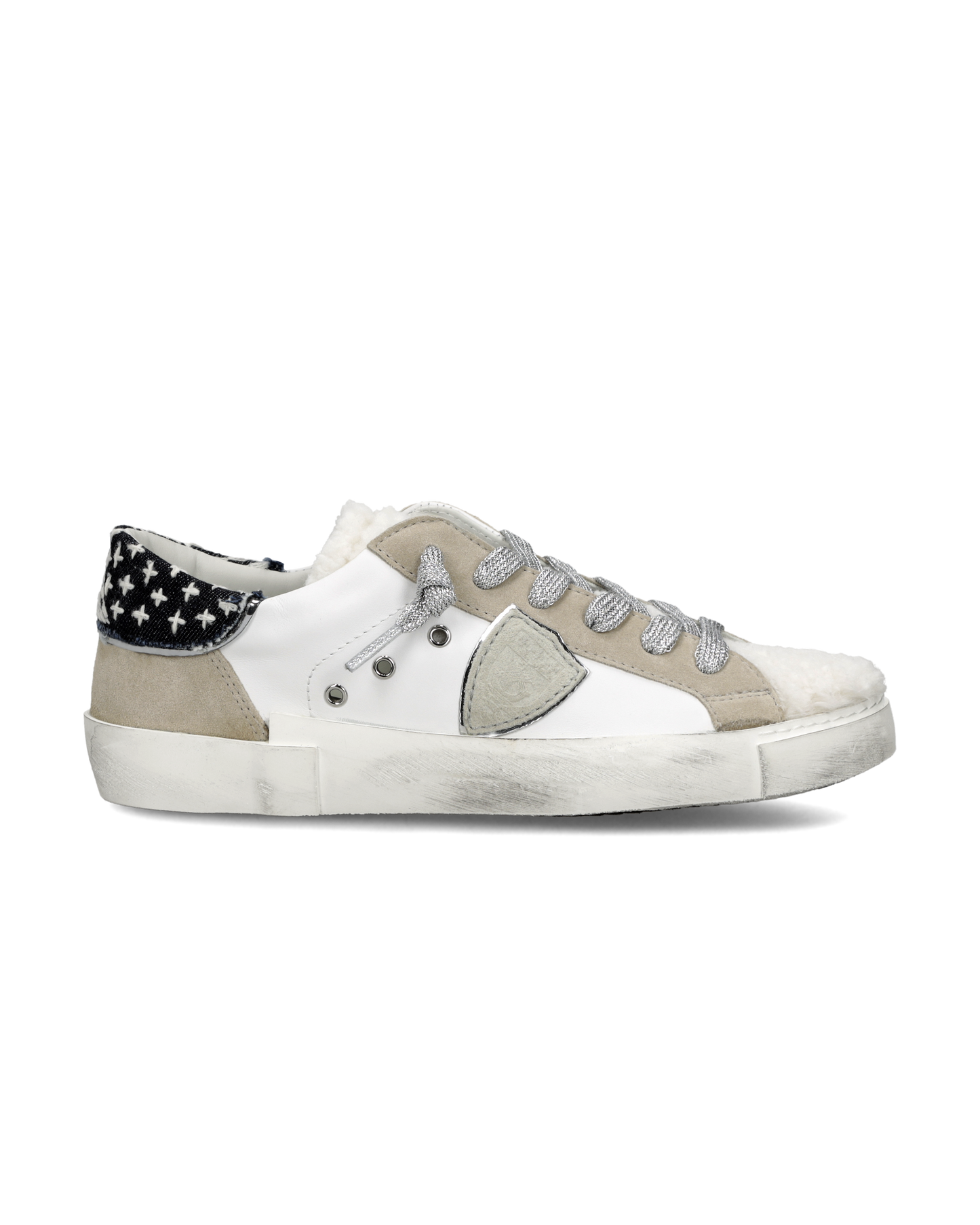 Sneakers Prsx für Damen mit Obermaterial aus Kunstpelz, Weiß Blau