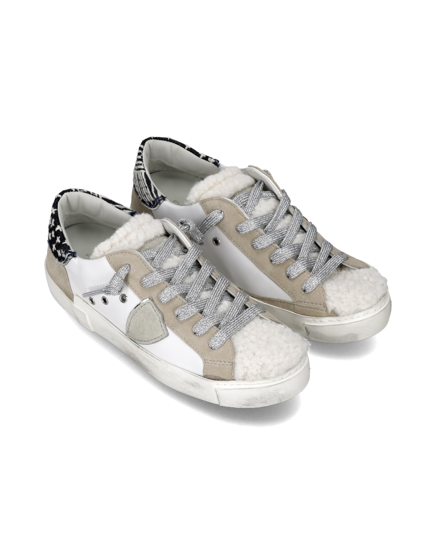 Sneakers Prsx für Damen mit Obermaterial aus Kunstpelz, Weiß Blau