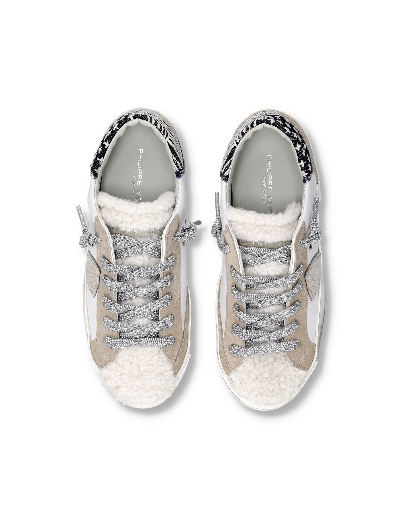 Sneakers Prsx für Damen mit Obermaterial aus Kunstpelz, Weiß Blau