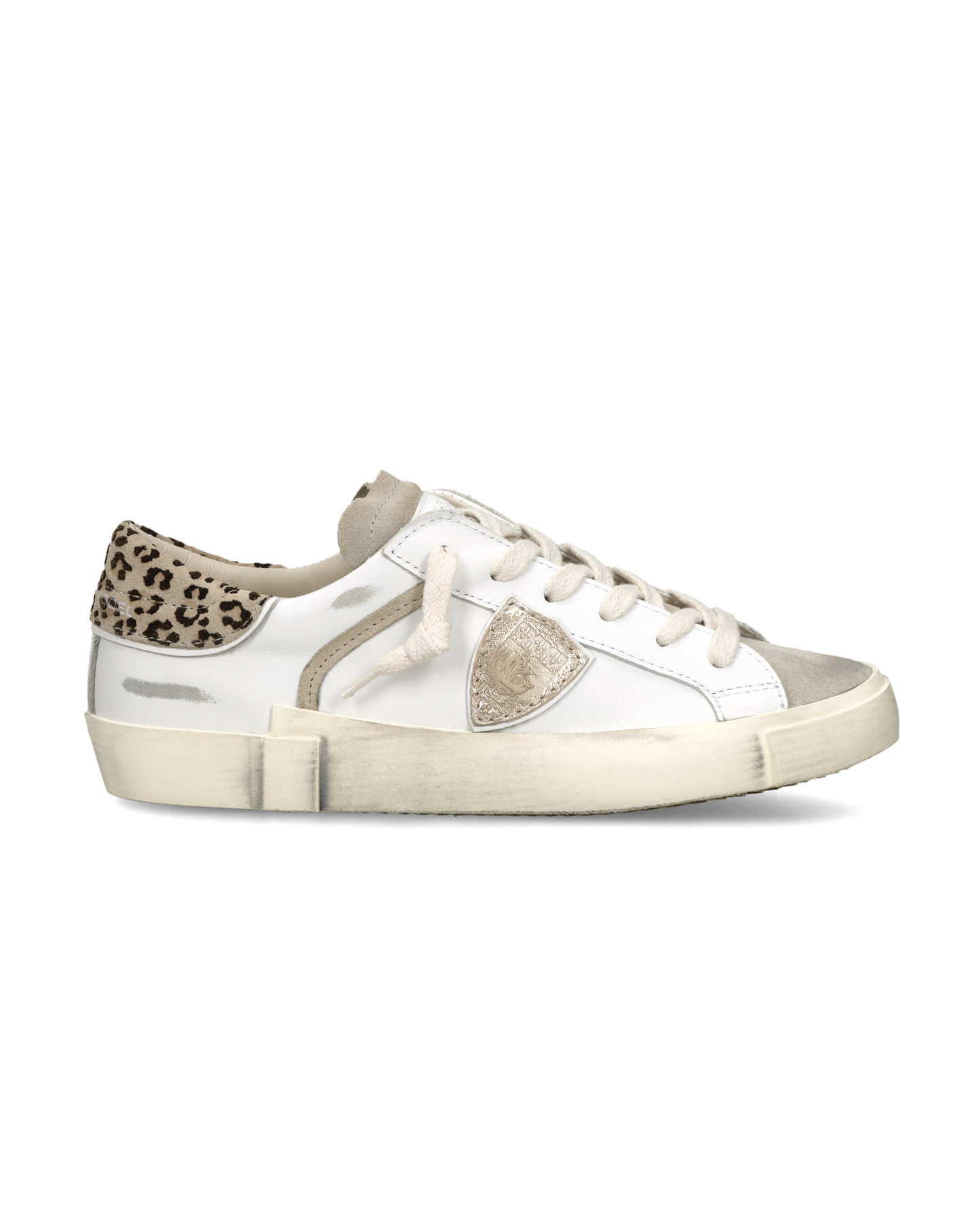 Sneakers Prsx Donna, Bianco Fango Stampa Animalier