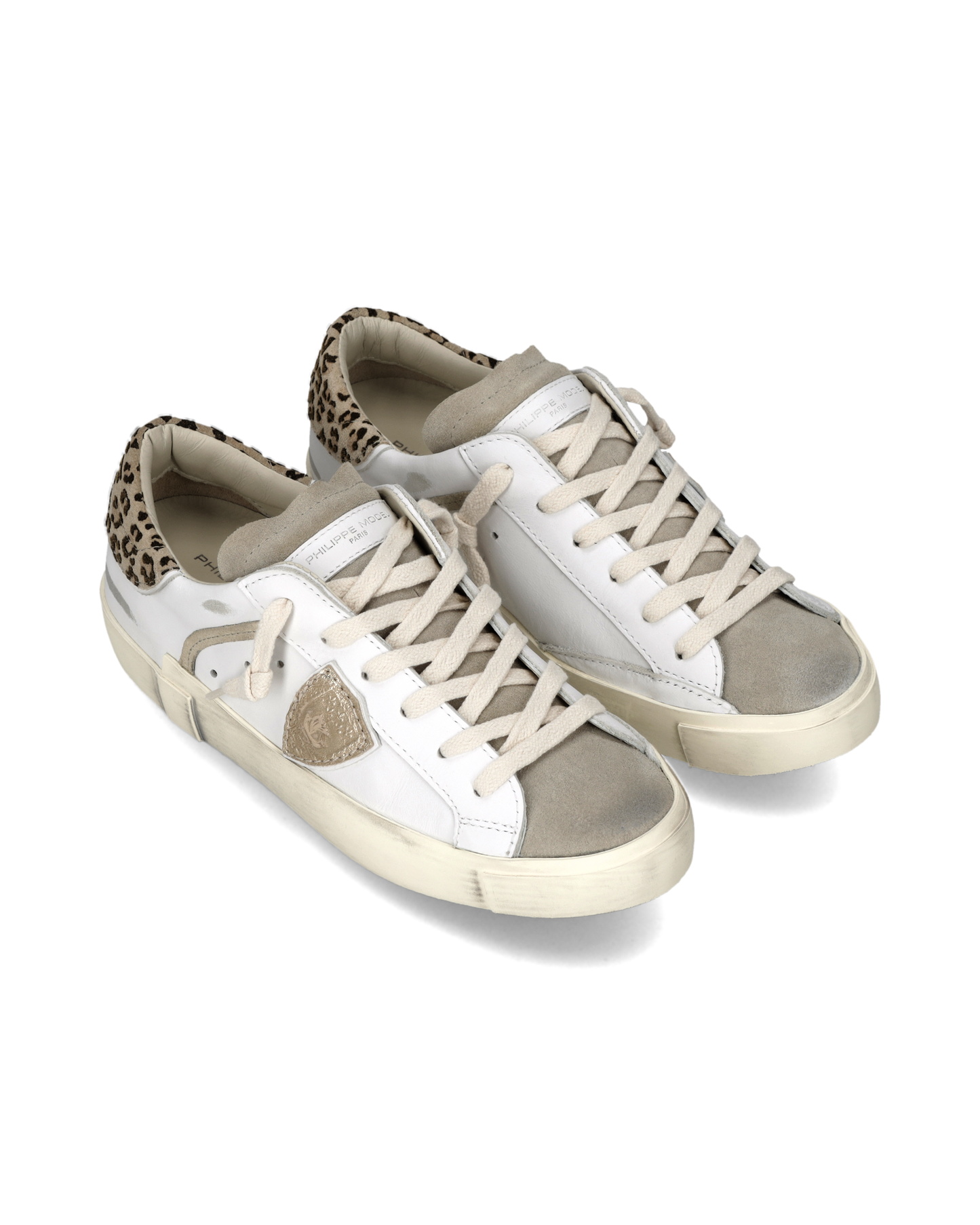 Sneakers Prsx Donna, Bianco Fango Stampa Animalier