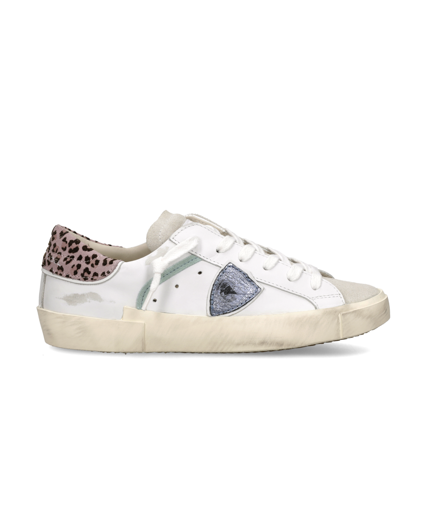 Sneakers Prsx Donna, Bianco Azzurro Stampa Animalier