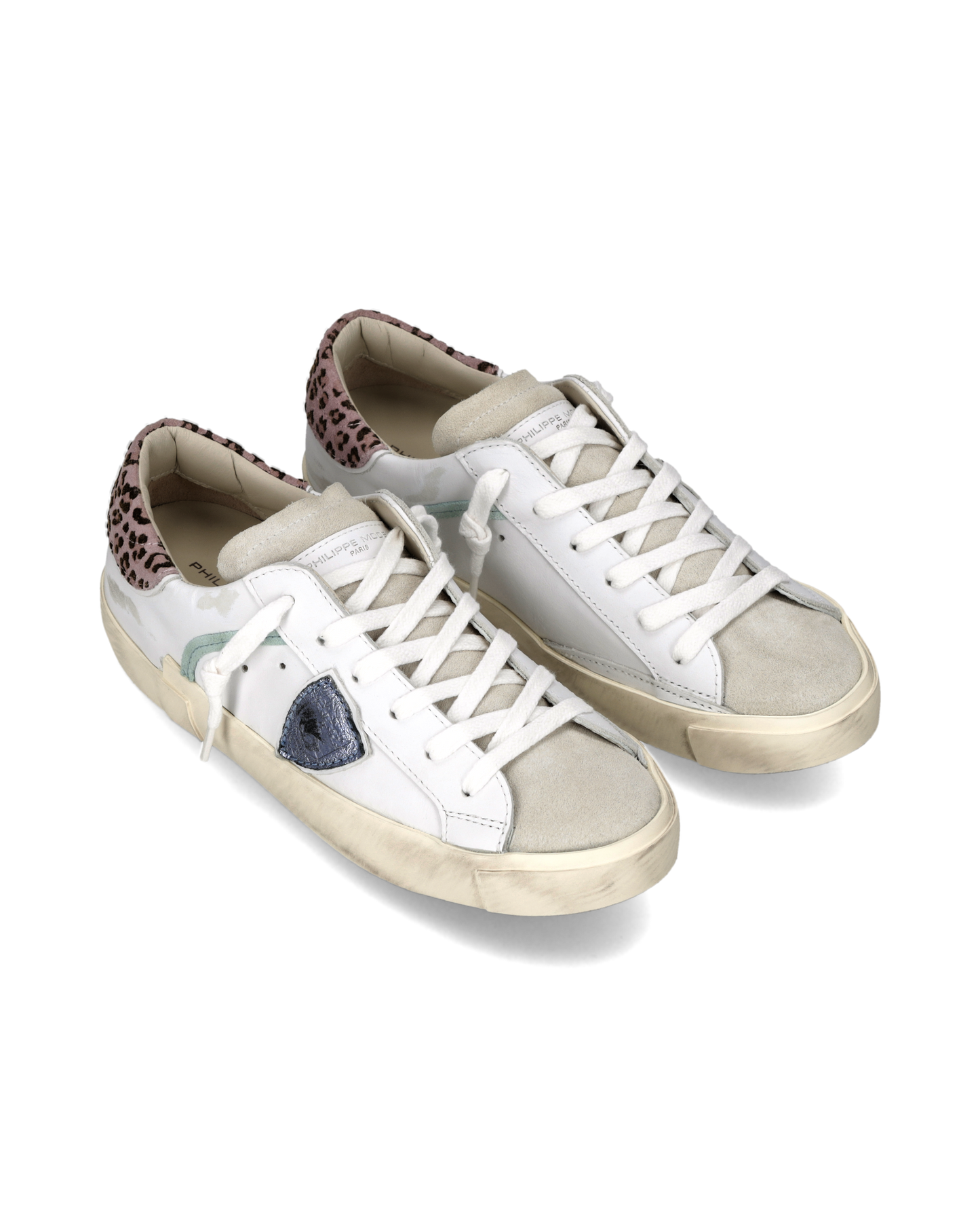 Sneakers Prsx Donna, Bianco Azzurro Stampa Animalier
