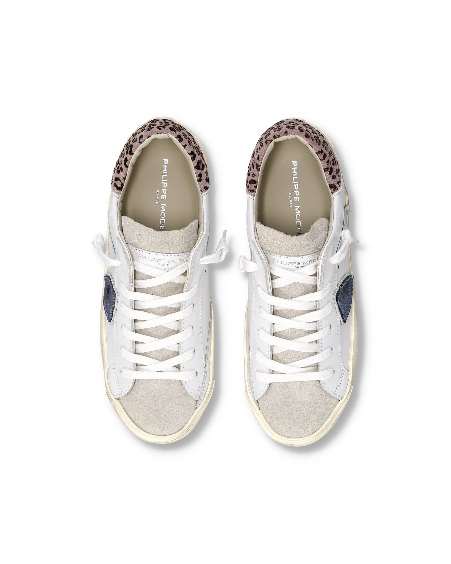 Sneakers Prsx Donna, Bianco Azzurro Stampa Animalier